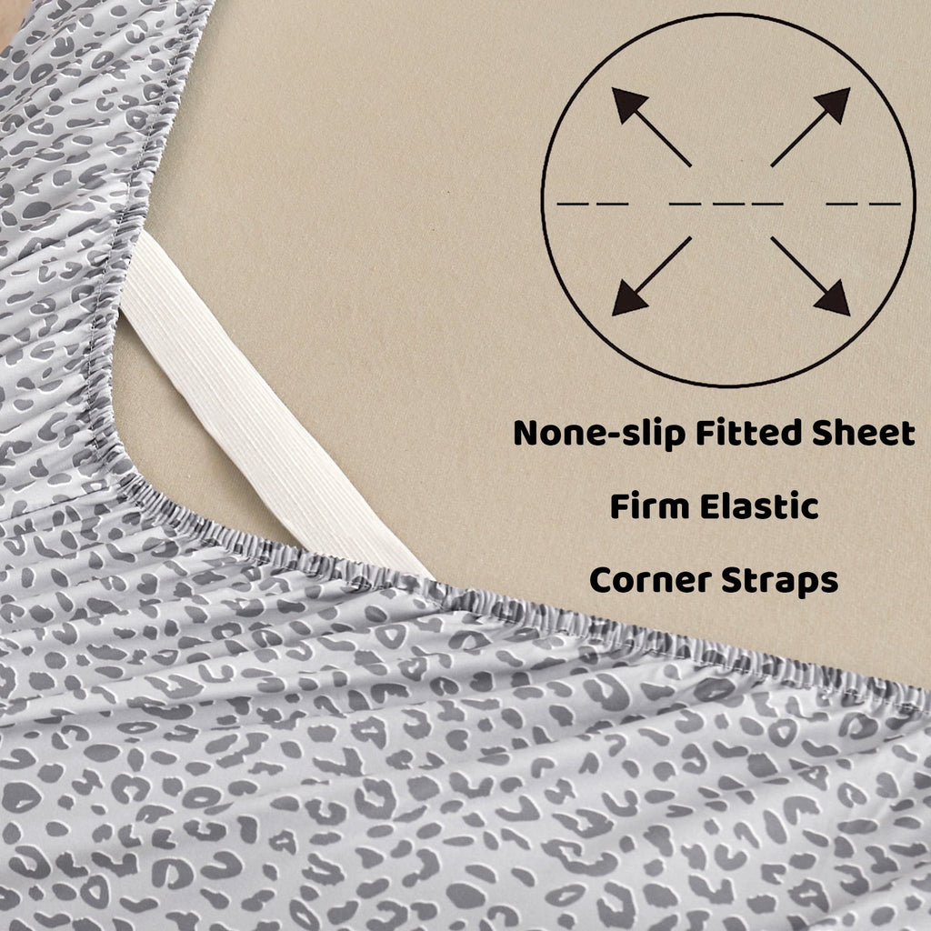Ultra-Soft Floral King Sheets, Soft Breathable Microfiber Printed Bed Sheet Set, Deep Pocket Non-Slip Fitted Sheet Included - Cooling Hotel Quality Bedding Sheets and Pillowcases Detail