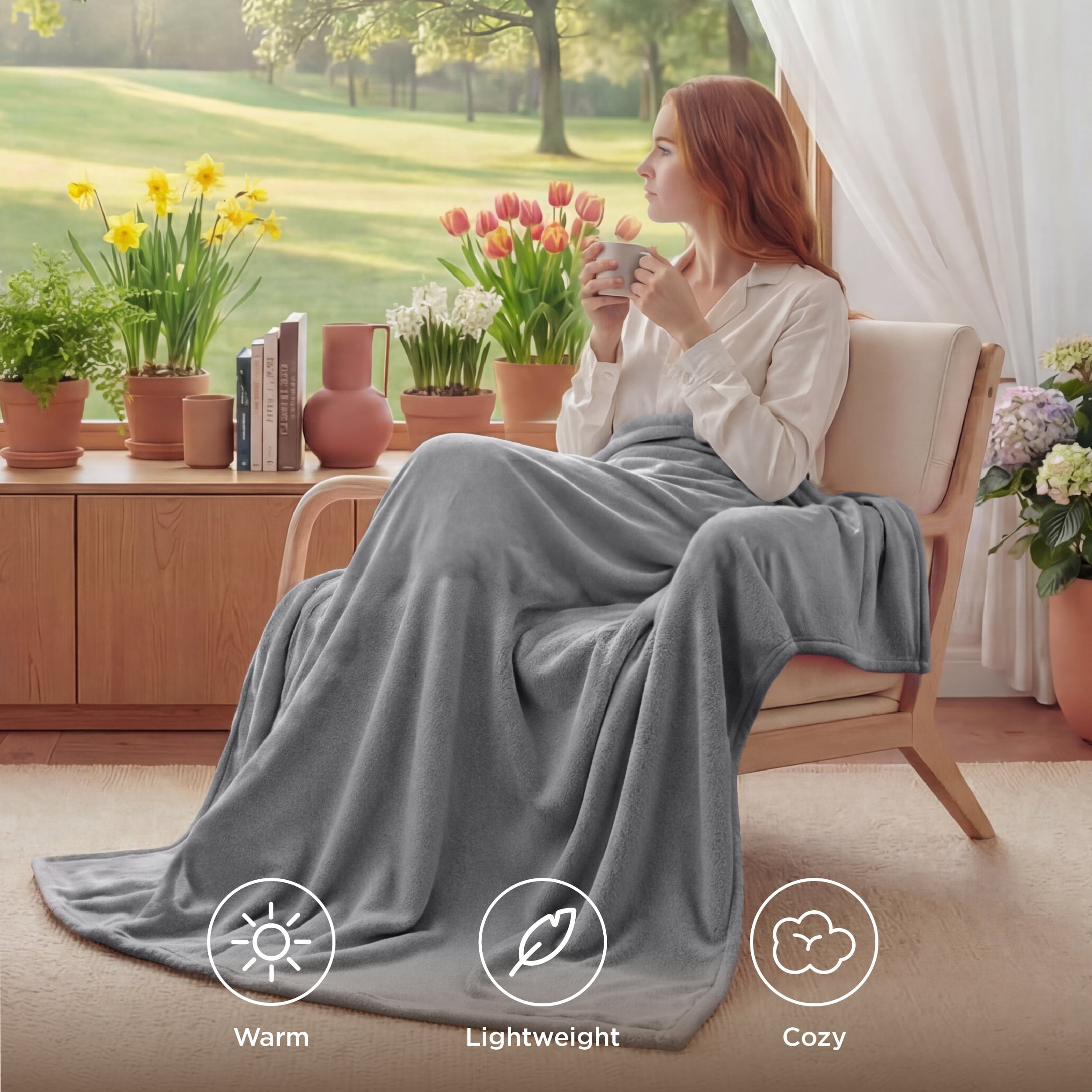 Cozy Fleece Fleece Throw Blanket for Couch Grey, Lightweight Plush Fuzzy Cozy Soft Blankets and Throws for Sofa, 50x60 inches - Lightweight Plush Warm Blanket for All Seasons Detail