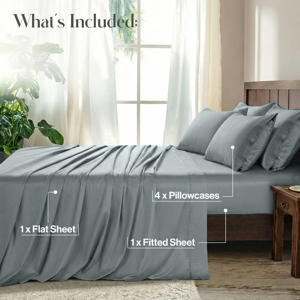 Premium Egyptian Cotton Bed Sheets - 6 Piece Ultra-Soft Microfiber Sheets Set, Deep Pocket Fitted Sheet, Flat Sheet & 4 Pillowcases, Breathab... - Premium Ultra-Soft Pillowcase Pair for Sleeping Detail