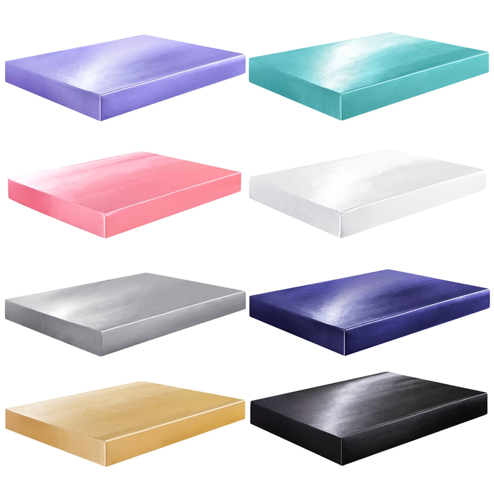 Breathable Luxury Fitted Sheet Deep Pocket Bed Sheet Satin Silk Sheets Ultra Soft Machine Washable Twin, Navy Blue - Luxury Bed Sheet Set with Deep Pockets Detail