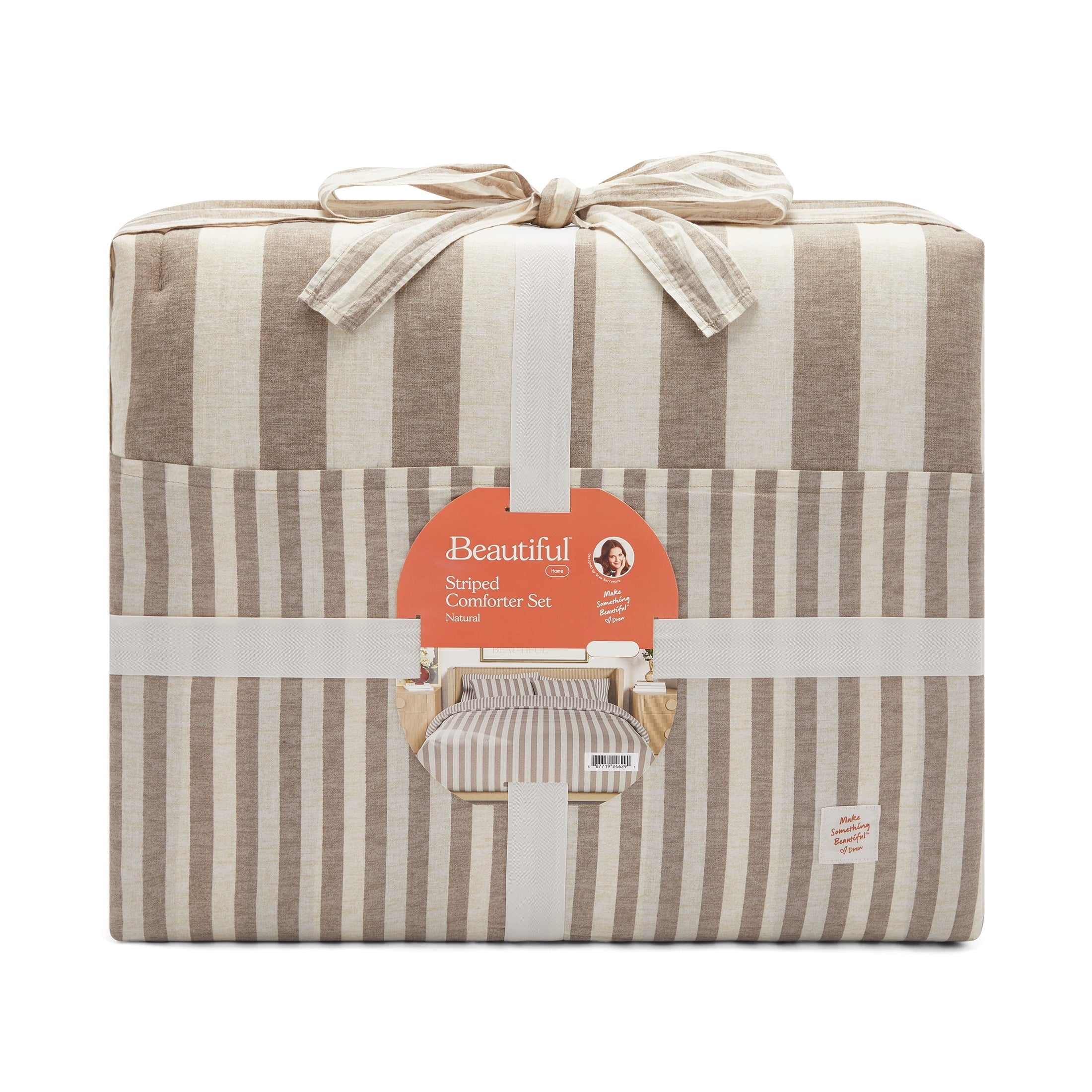 Hypoallergenic Cloud 100% Cotton Striped 3-Piece Natural Comforter Set, Full/Queen - Cloud-Like Soft Lightweight Bed Comforter Detail
