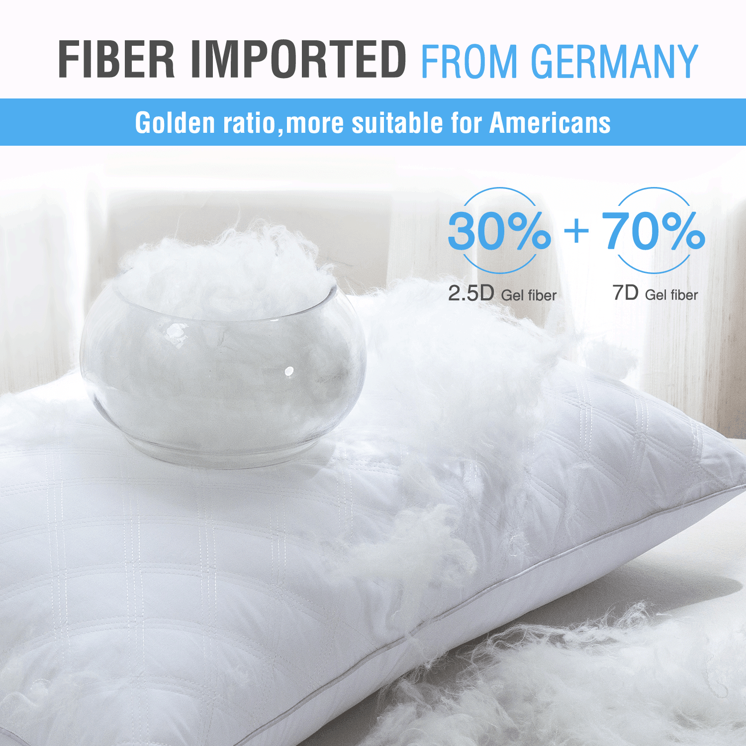 Ergonomic Memory Foam Bed Pillows Queen Size Set of 2 Pillows for Bed 2 Pack Cooling Hotel Collection Down Alternative Pillows 20 x 30 inches - Hotel Quality Plush Sleeping Pillows Detail