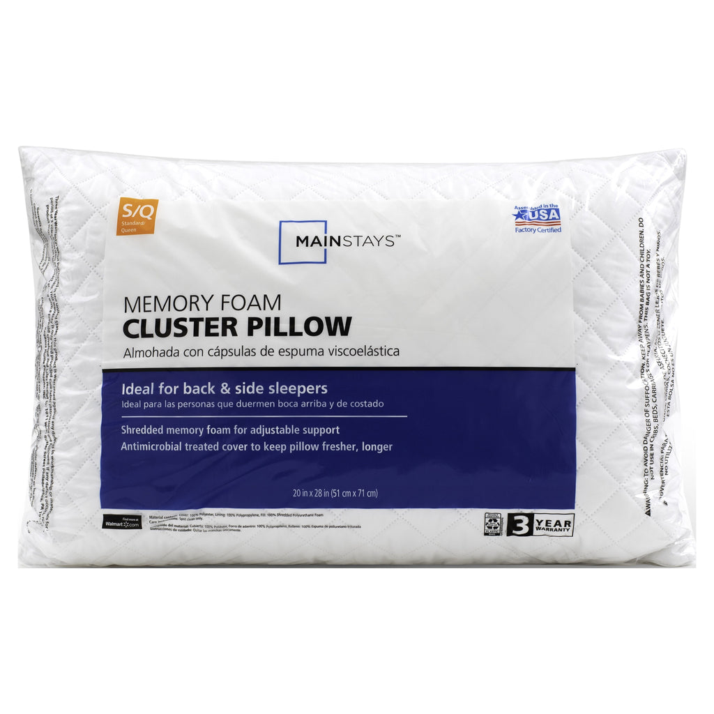 Decorative Plump Memory Foam Cluster Bed Pillow, Standard/Queen, 2 Pack - Ergonomic Memory Foam Pillow for Neck Pain Support Detail