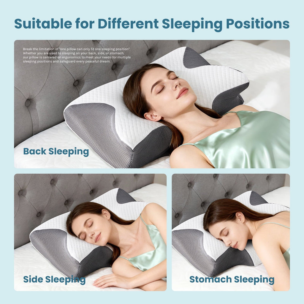 Orthopedic Support Cervical Pillow for Pain Relief, Ergonomic Side Sleeper Pillow for Orthopedic Contour Support for Bed Sleeping, Memor... - Hotel Quality Plush Sleeping Pillows Detail