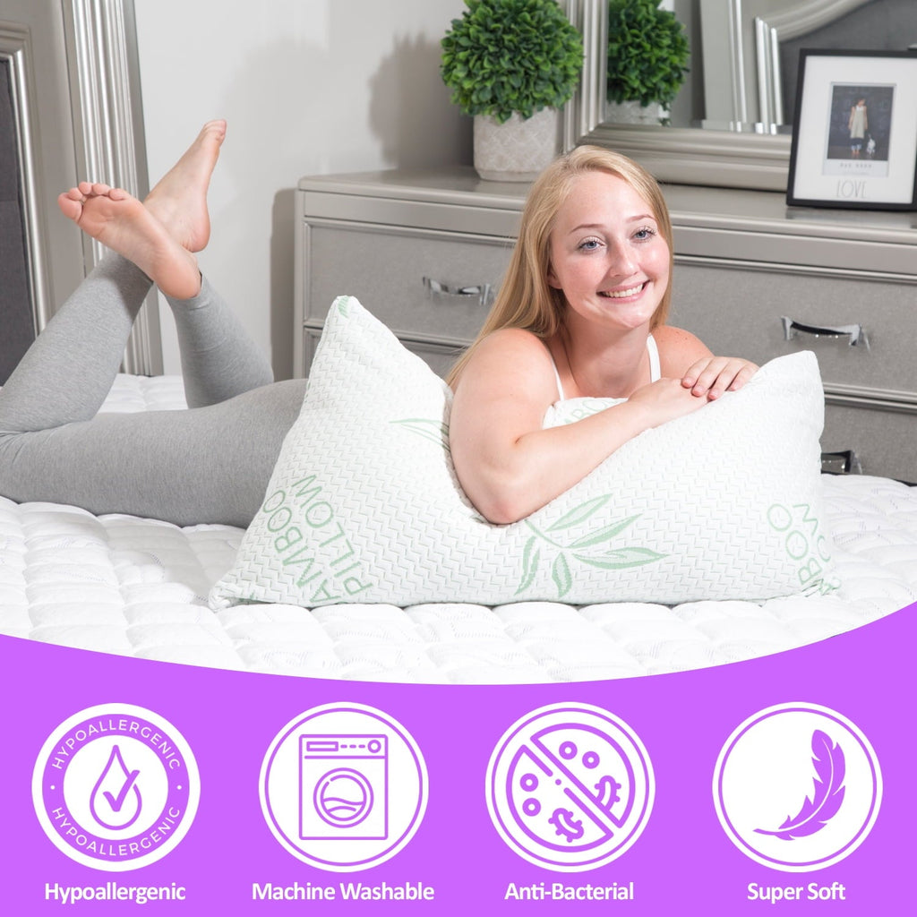 Fluffy Shredded King Size Pillow, Memory Foam Bed Pillows with Washable Pillowcases, King - Decorative Throw Pillow Cushion for Sofa & Bed Detail