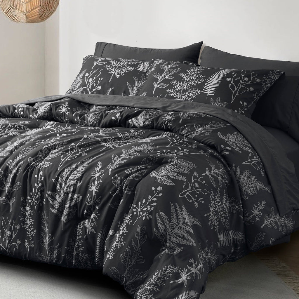 Hypoallergenic Cloud 3 Pieces Printed Comforter Set Queen Size, Lightweight Botanical Floral Bed in a Bag, Ultra Soft Bedding Set with 1 R... - Hypoallergenic Ultra-Fluffy Quilt for Winter Detail