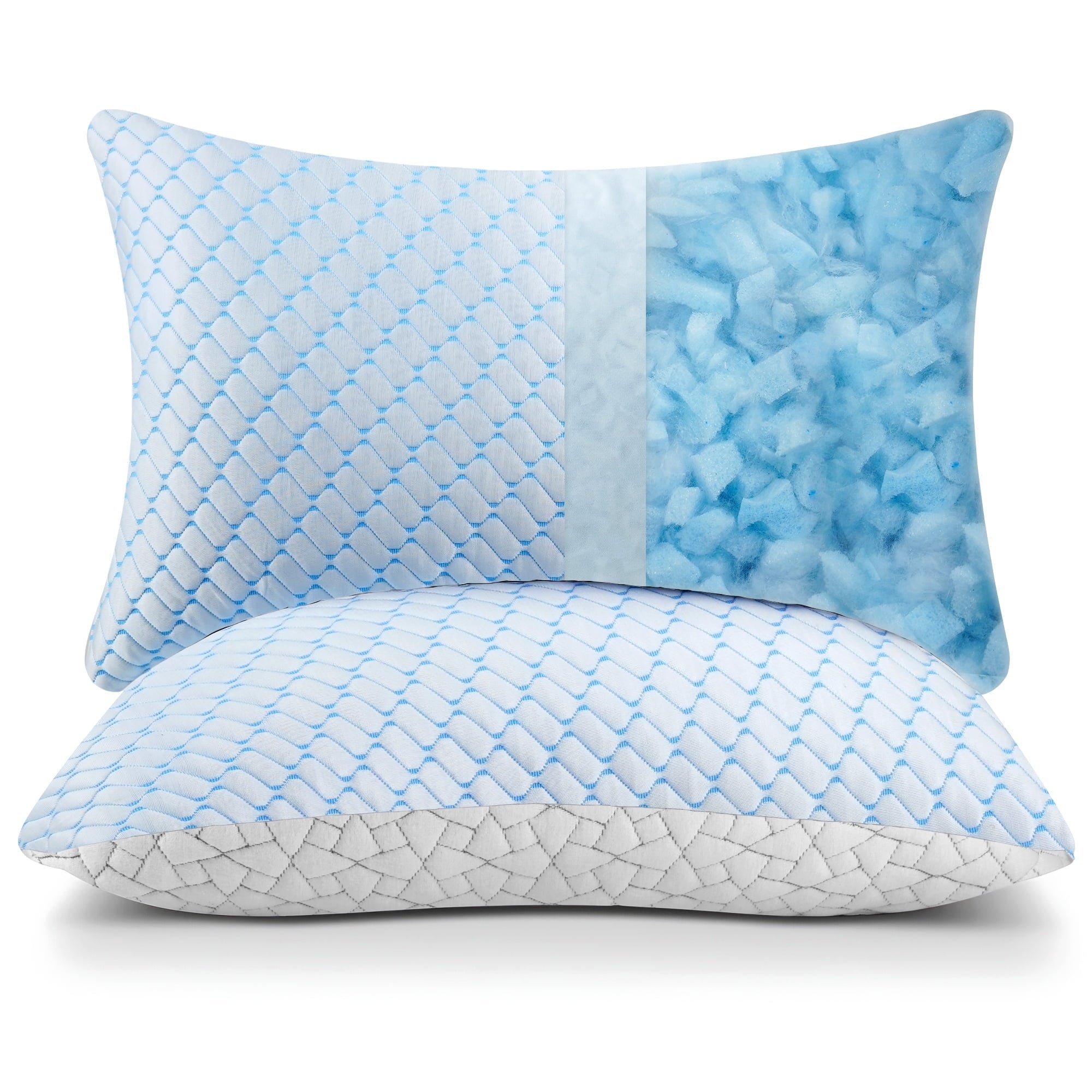 Hotel Collection Shredded Memory Foam Pillows Standard Size Set of 2, Regulating Reversible Cooling Pillow Bed Pillow for Bed, Adjusta... - Ergonomic Memory Foam Pillow for Neck Pain Support Detail