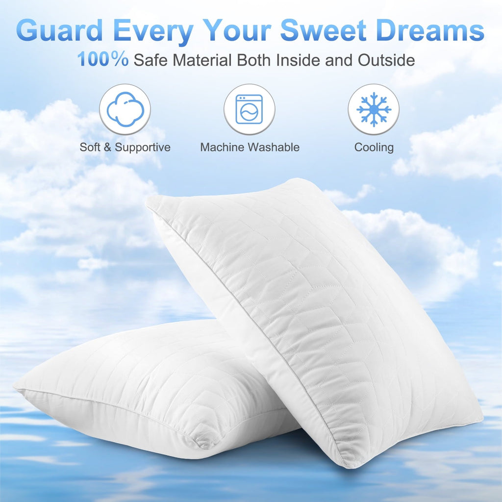 Orthopedic Support Bed Pillows for Sleeping 2 pack, King Size Cooling Pillows Hotel Quality with Premium Soft Down Alternative Fill for ... - Ergonomic Memory Foam Pillow for Neck Pain Support Detail