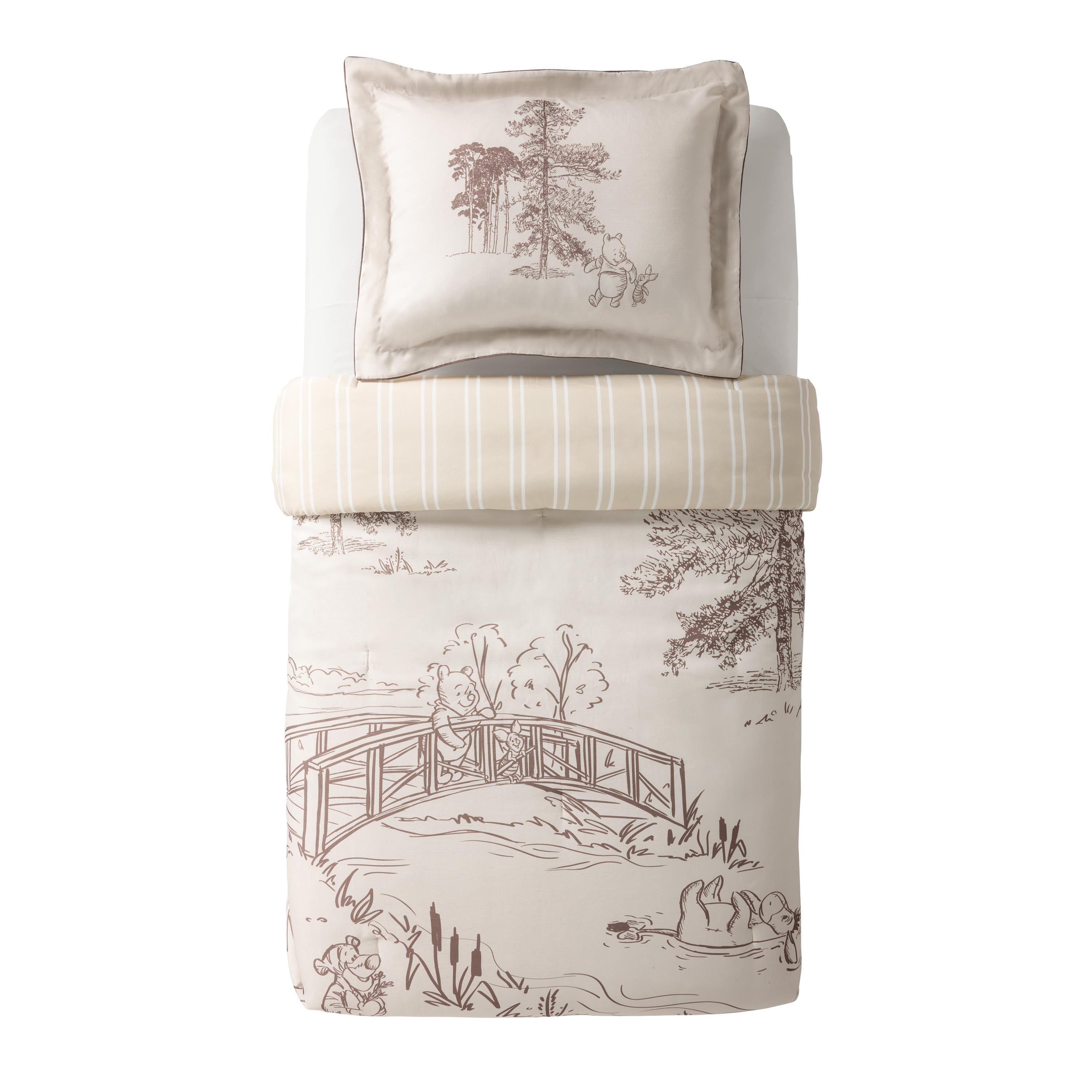 Luxurious Quilted Kids 2 Piece Khaki Comforter and Sham Bedding Set, Twin/Full - All-Season Down Alternative Comforter Insert Detail