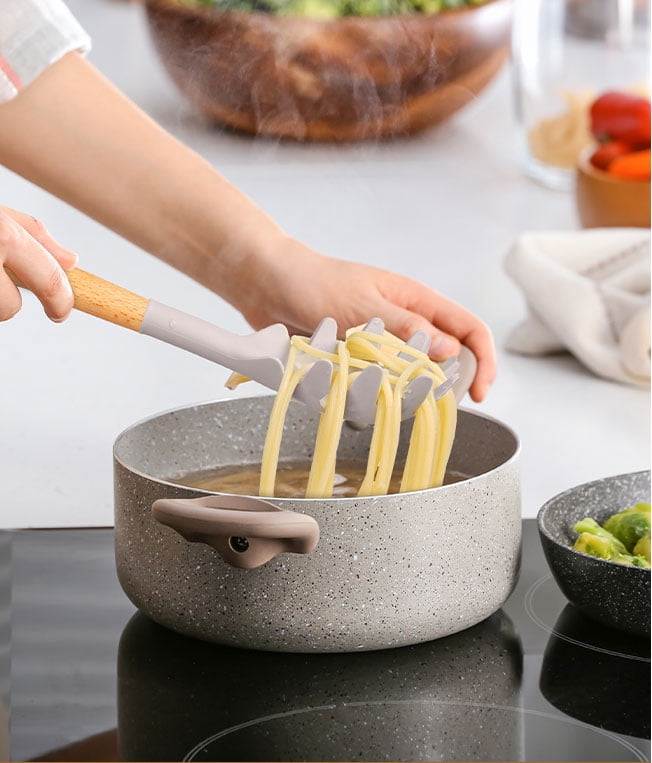 Non-Stick Safe Silicone & Bamboo Cooking Utensil Set, 14 Pieces - Heat-Resistant Silicone Cooking Spatula Turner Detail