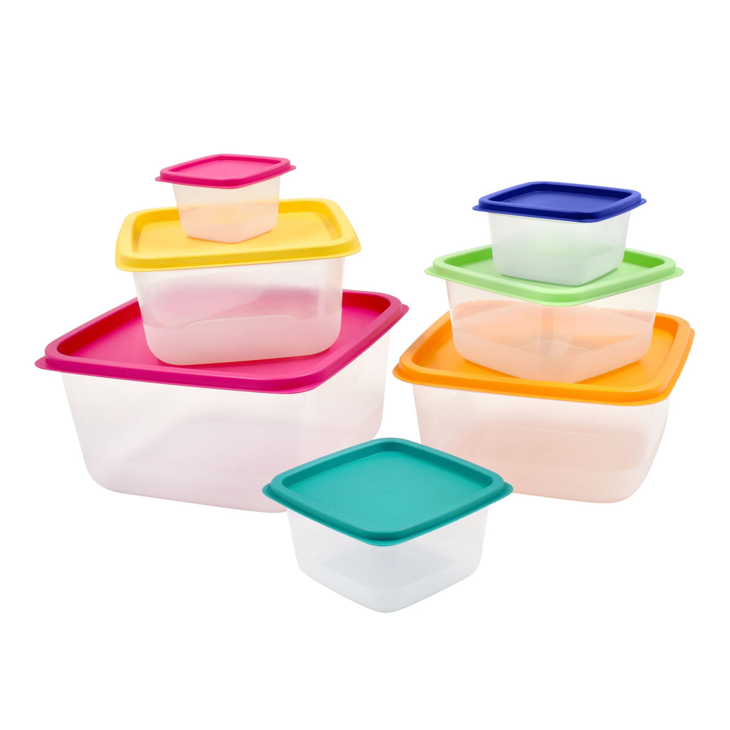 Whimsical Doughnut Plastic Rainbow Food Storage Set, Multi Color, 14 Count, Best Used for Leftover Storage and Reheating - Squishy Dohnut Sweet Treat Shaped Stress Toy Detail