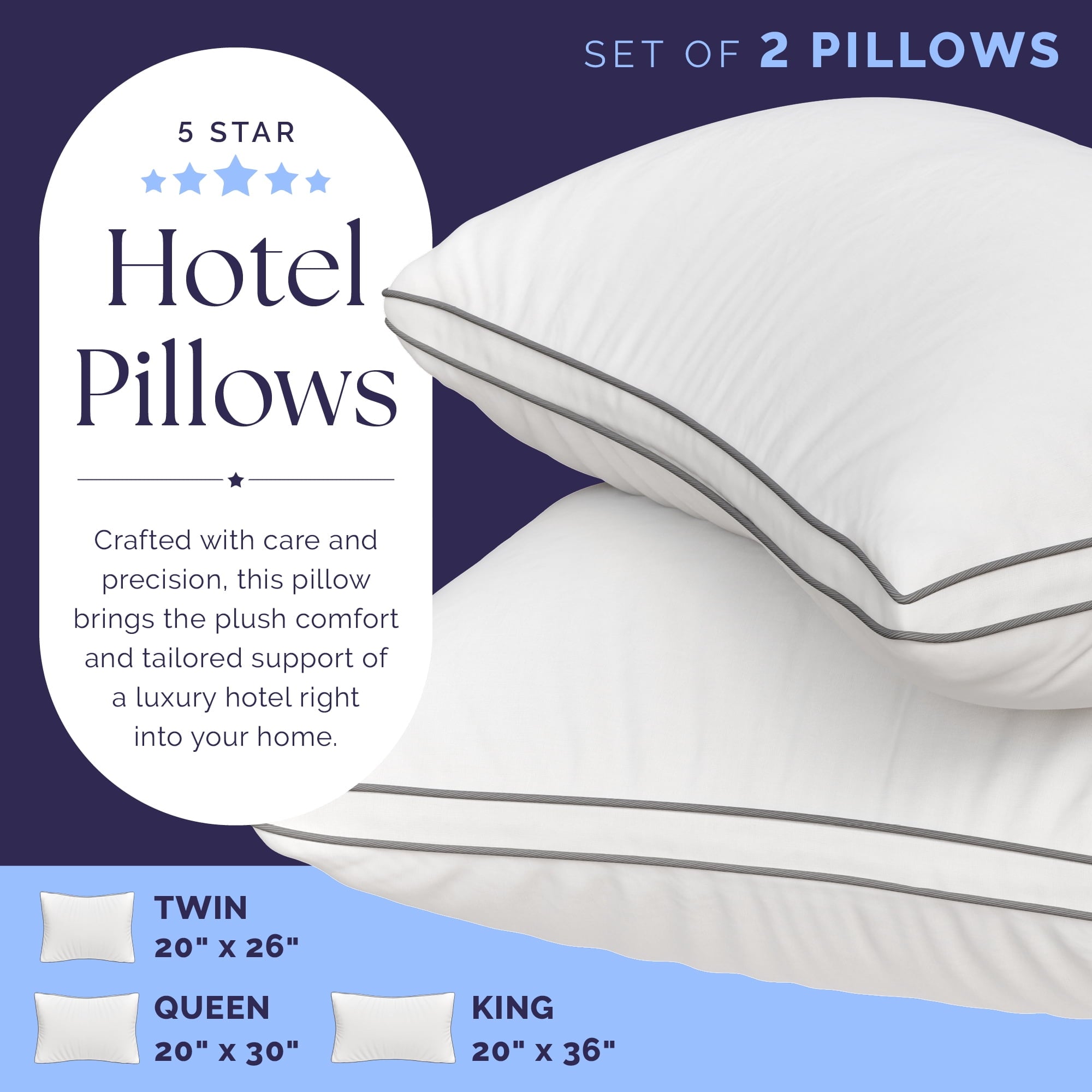 Fluffy Shredded Bed Pillows Queen Size Set of 2 - Luxury Down Alternative Pillow - 5 Star Hotel Pillows for Back, Side and Stomach Sl... - Orthopedic Shredded Foam Bed Pillow Set Detail
