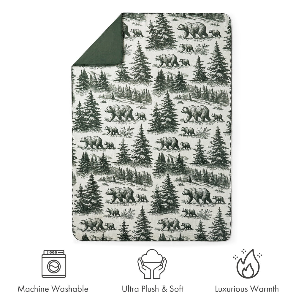 Super Soft Flannel Plush Oversized Throw Blanket for Couch or Bed, Soft Flannel Fleece, Green Pine Trees, 50"x72" - Luxury Knitted Decorative Throw Blanket with Fringes Detail