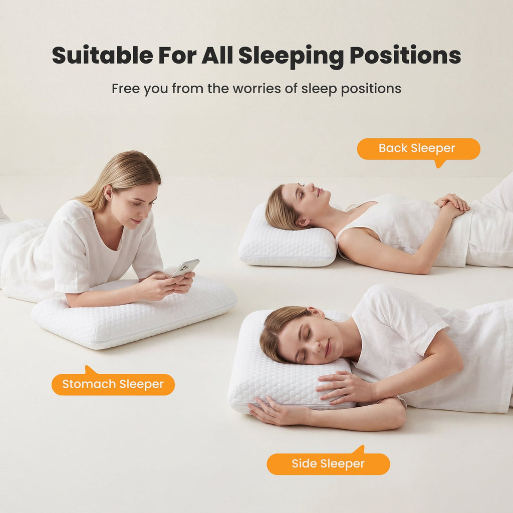 Orthopedic Support Memory Foam Pillow for Sleeping, Gel Cooling Bed Pillow with Breathable Mesh and Washable Cover for Back and Side Sle... - Hotel Quality Plush Sleeping Pillows Detail