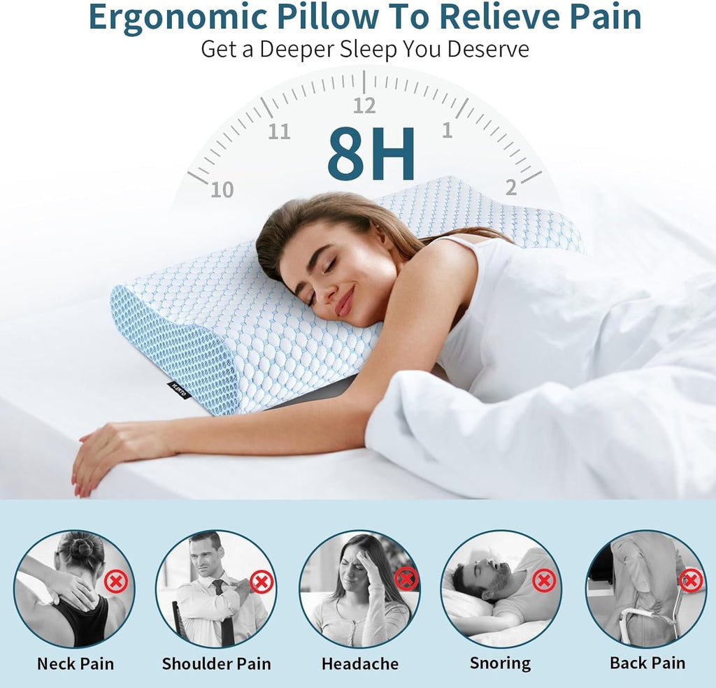 Ergonomic Memory Foam for Neck Pain Relief, Contour Memory Foam s for Sleeping, Odorless Ergonomic Adjustable Orthopedic Cooling Bed Neck S... - Decorative Throw Pillow Cushion for Sofa & Bed Detail