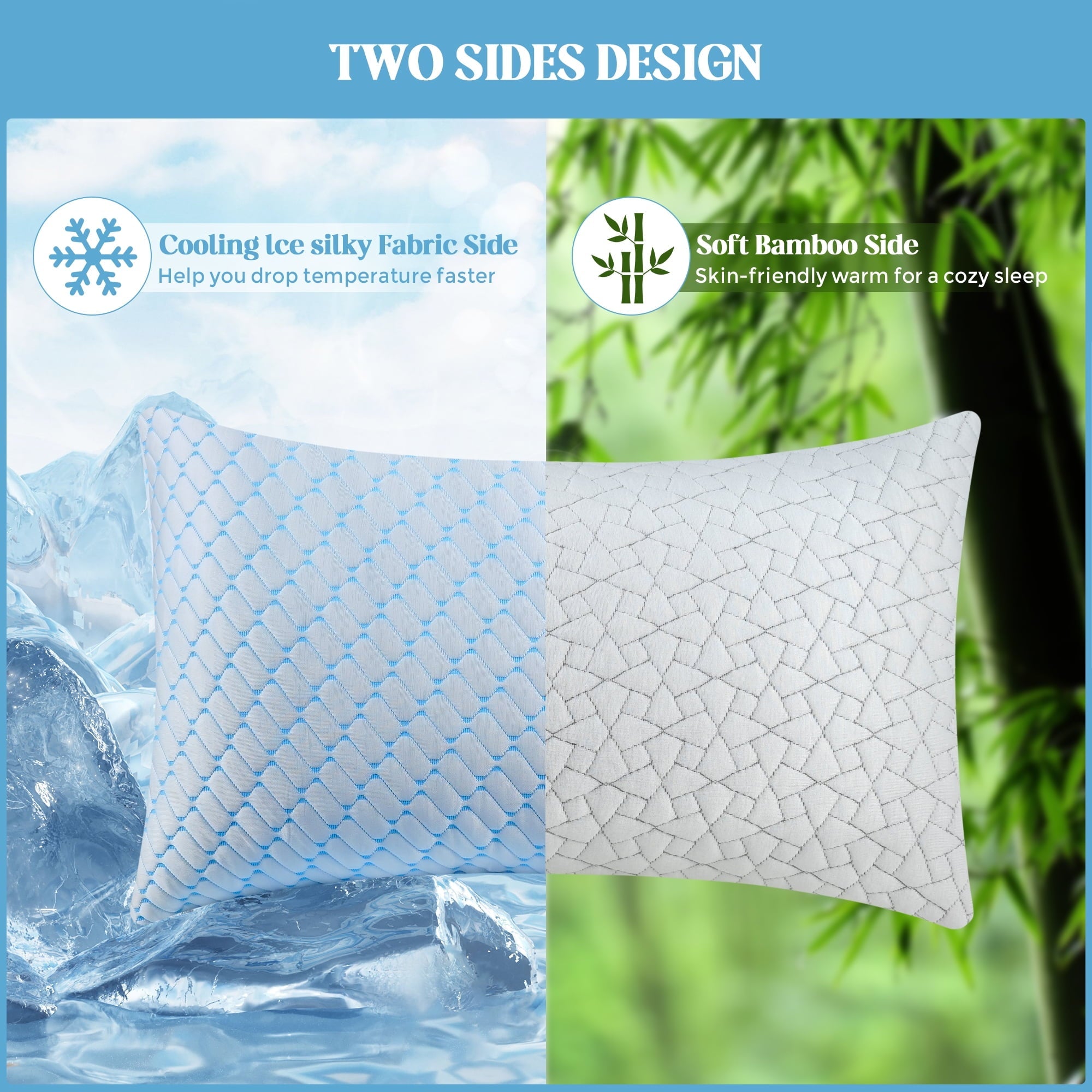 Hotel Collection Shredded Memory Foam Pillows Standard Size Set of 2, Regulating Reversible Cooling Pillow Bed Pillow for Bed, Adjusta... - Ergonomic Memory Foam Pillow for Neck Pain Support Detail