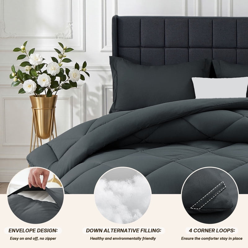 Hypoallergenic Cloud 3 Pieces Queen Size Comforter Set, All Season Lightweight Breathable Bedding Set with 1 Down Alternative Comforter an... - Cloud-Like Soft Lightweight Bed Comforter Detail