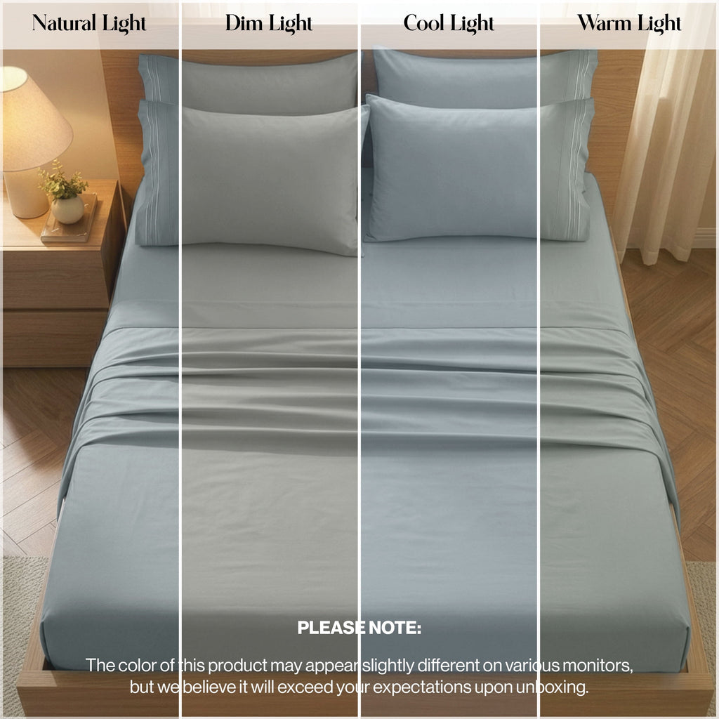 Premium Egyptian Cotton Bed Sheets - 6 Piece Ultra-Soft Microfiber Sheets Set, Deep Pocket Fitted Sheet, Flat Sheet & 4 Pillowcases, Breathab... - Premium Ultra-Soft Pillowcase Pair for Sleeping Detail