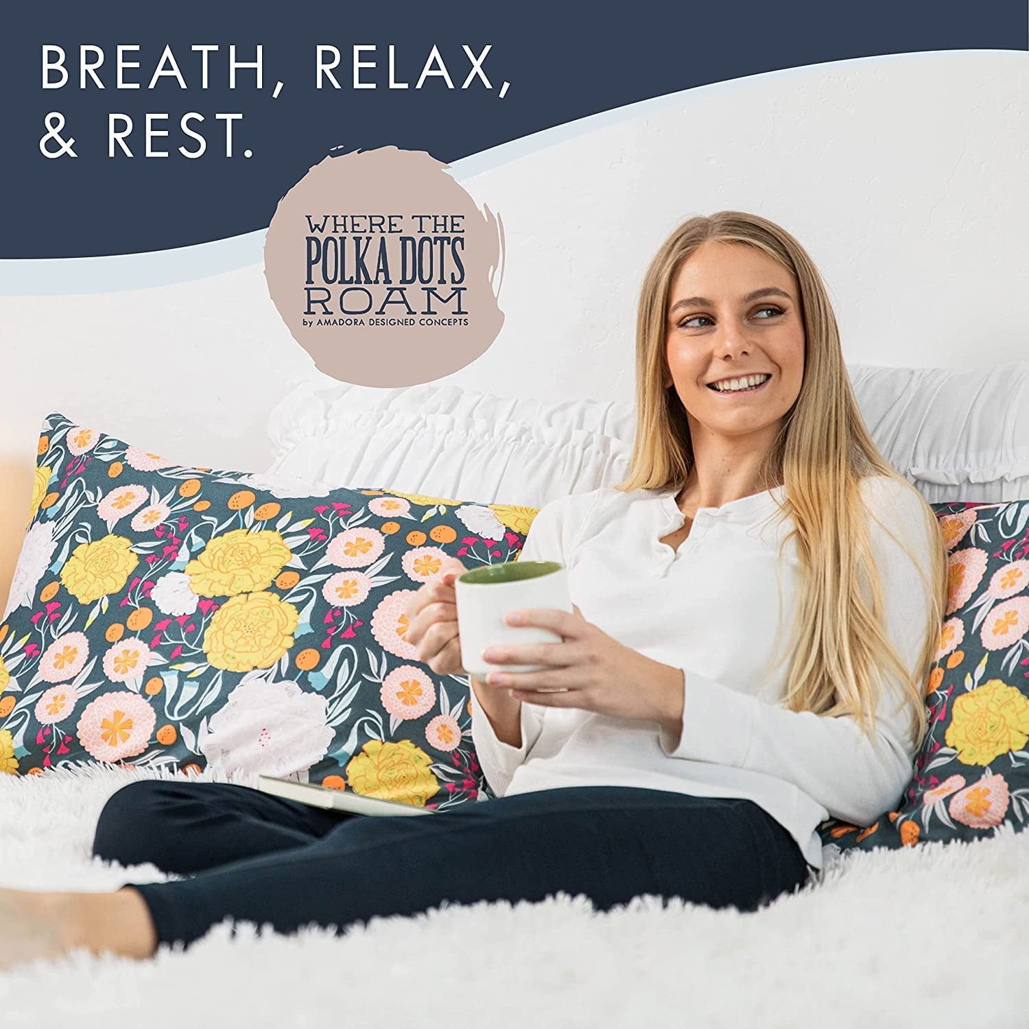Premium Egyptian Cotton Dark Floral Bedsheets Full Size, Super Soft Wrinkle Resistant Bedding Set for Boho Room Décor, Premium Floral White F... - Premium Ultra-Soft Pillowcase Pair for Sleeping Detail