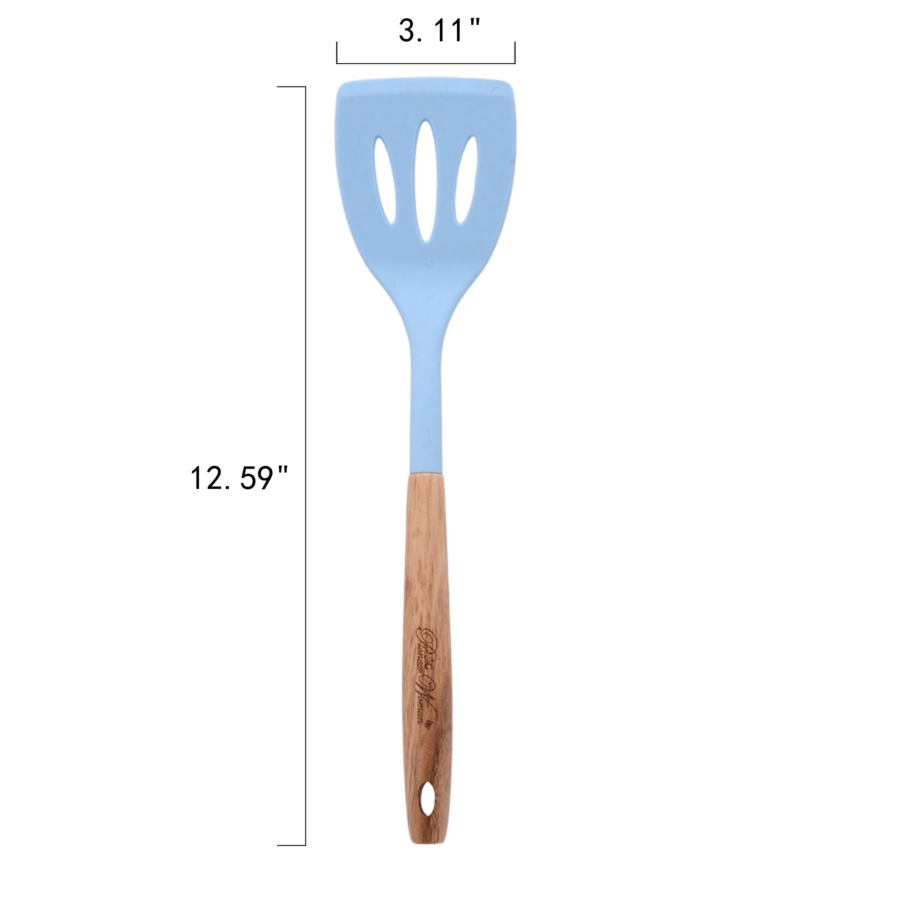 Professional Grade 10-Piece Silicone and Acacia Wood Handle Cooking Utensils Set, Blue - Multi-Purpose Hand Tool for Daily Meal Prep Detail