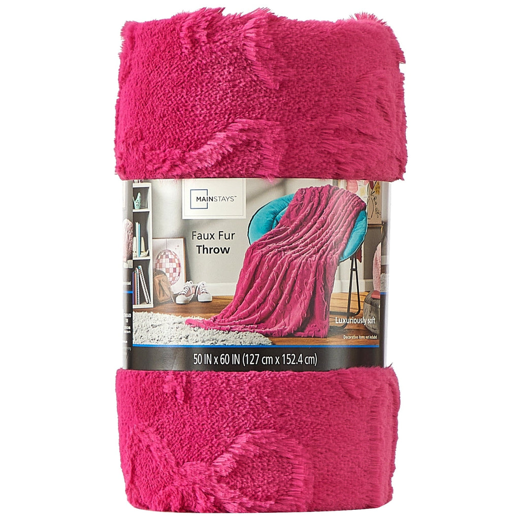 Super Soft Flannel Gen Z 50" x 60"Carved Bow Faux Fur Throw - Lightweight Plush Warm Blanket for All Seasons Detail