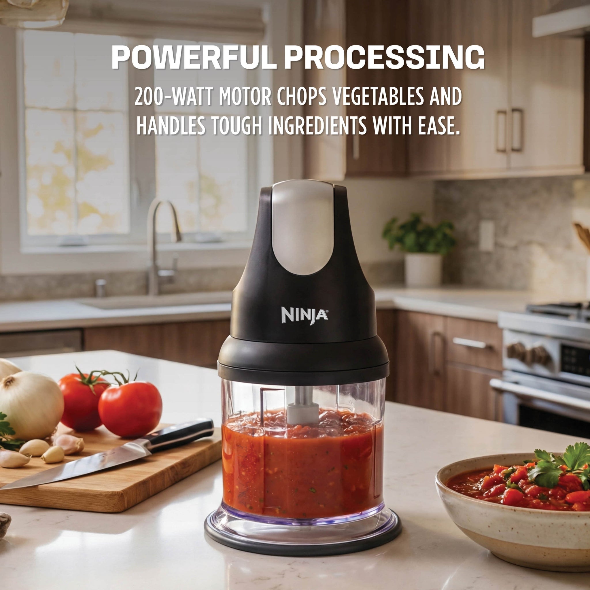 Express Chop 2-Cup Food Processor, Mince, Puree, One-Touch, Non-Slip Base, Dishwasher Safe, NJ100WM Black - Image 2