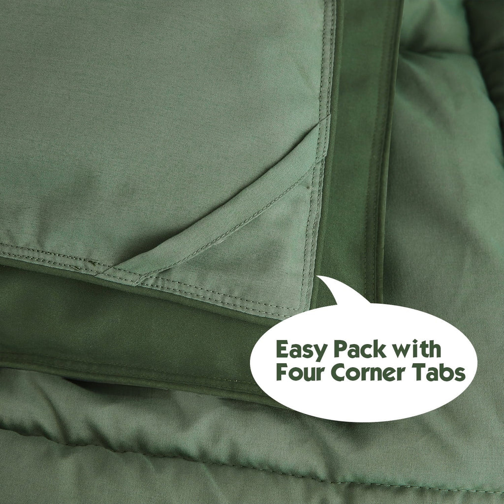 Luxurious Quilted Light Weight Down Alternative Comforter Set, Queen, Green, Reversible - All-Season Down Alternative Comforter Insert Detail