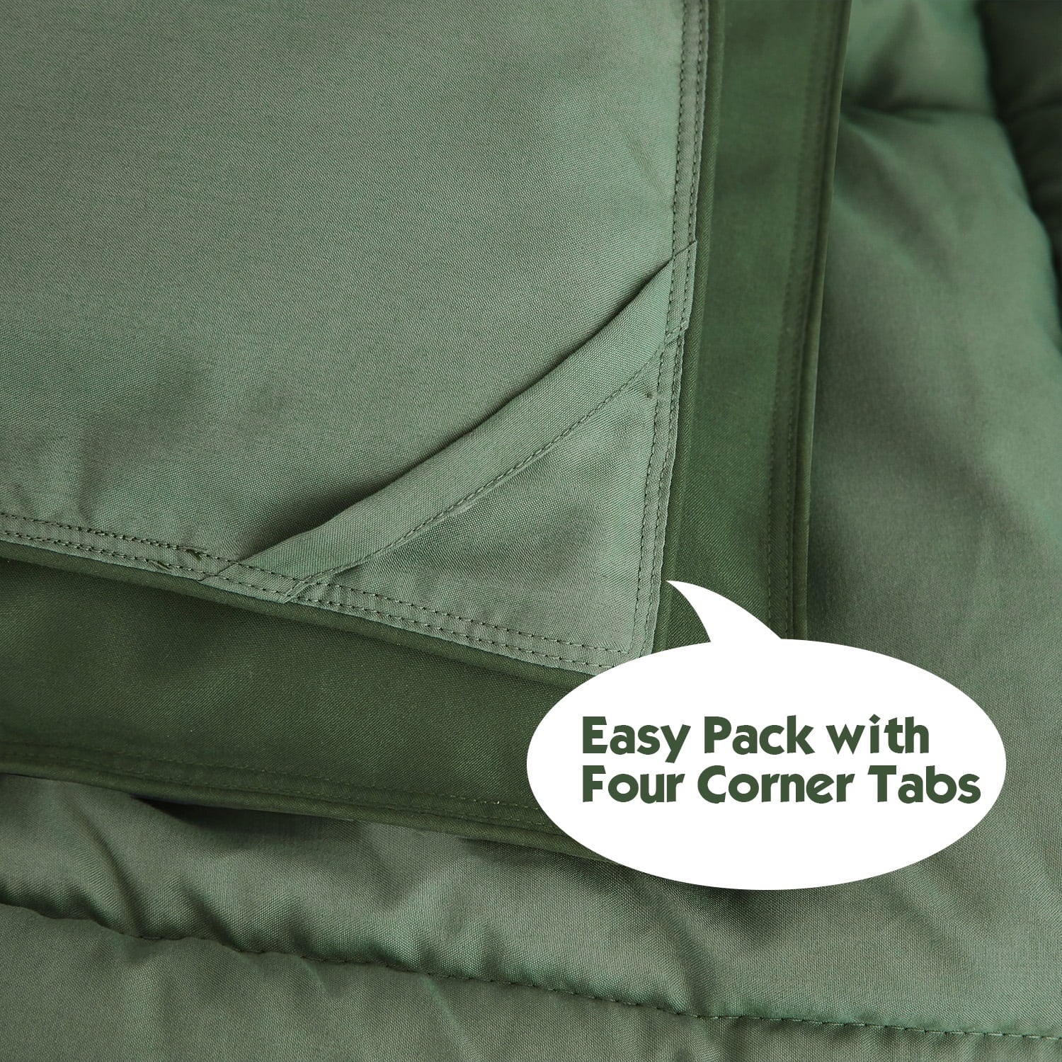 Luxurious Quilted Light Weight Down Alternative Comforter Set, Queen, Green, Reversible - All-Season Down Alternative Comforter Insert Detail