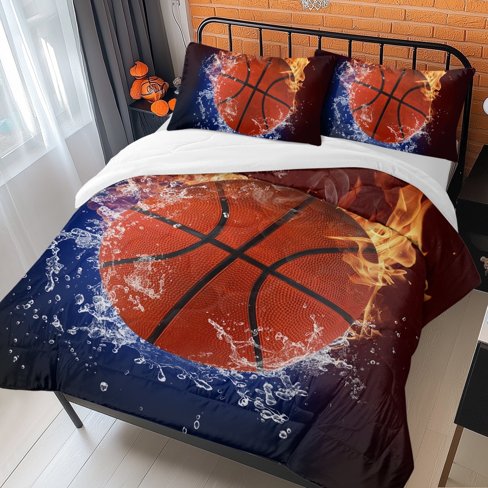 Heavyweight Warmth Twin Comforter Set, 3 Pieces Sport Bedding Set for Kids Boys Teens Brushed Microfiber Basketball Comforter Set, 66x90... - Cloud-Like Soft Lightweight Bed Comforter Detail