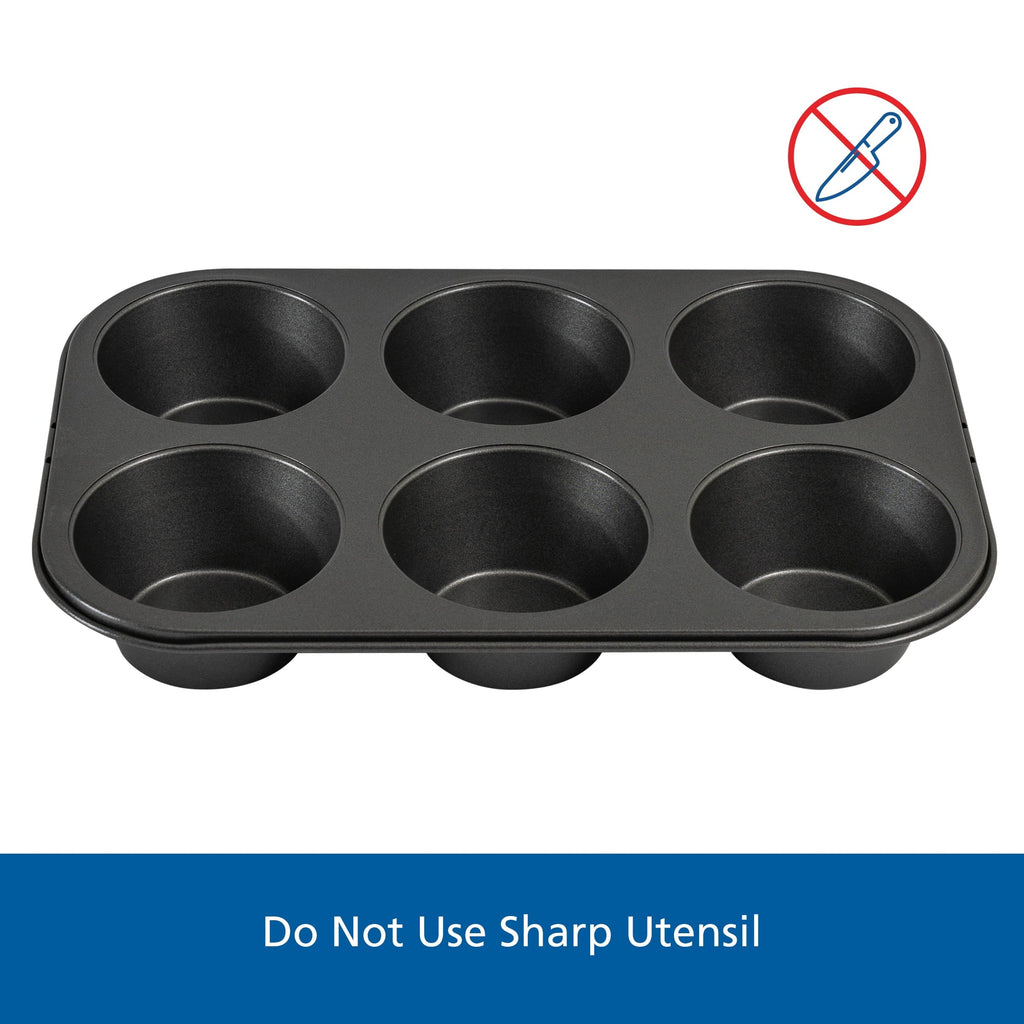 Multi-Functional 6 Cup Jumbo Muffin Pan, Non-Stick Bakeware,3.4 inch Diameter Cups,Gray,Carbon Steel - Kitchen Gadget Tool for Quick Food Prep Detail