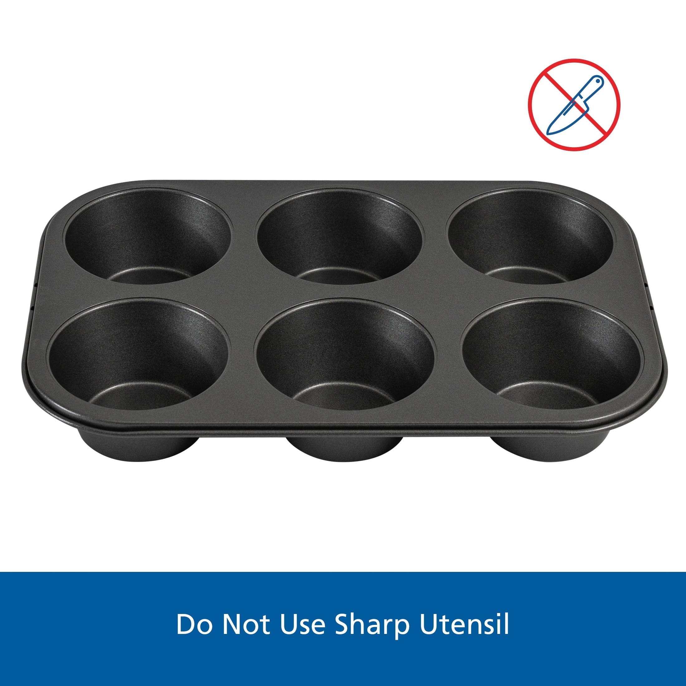 Multi-Functional 6 Cup Jumbo Muffin Pan, Non-Stick Bakeware,3.4 inch Diameter Cups,Gray,Carbon Steel - Kitchen Gadget Tool for Quick Food Prep Detail