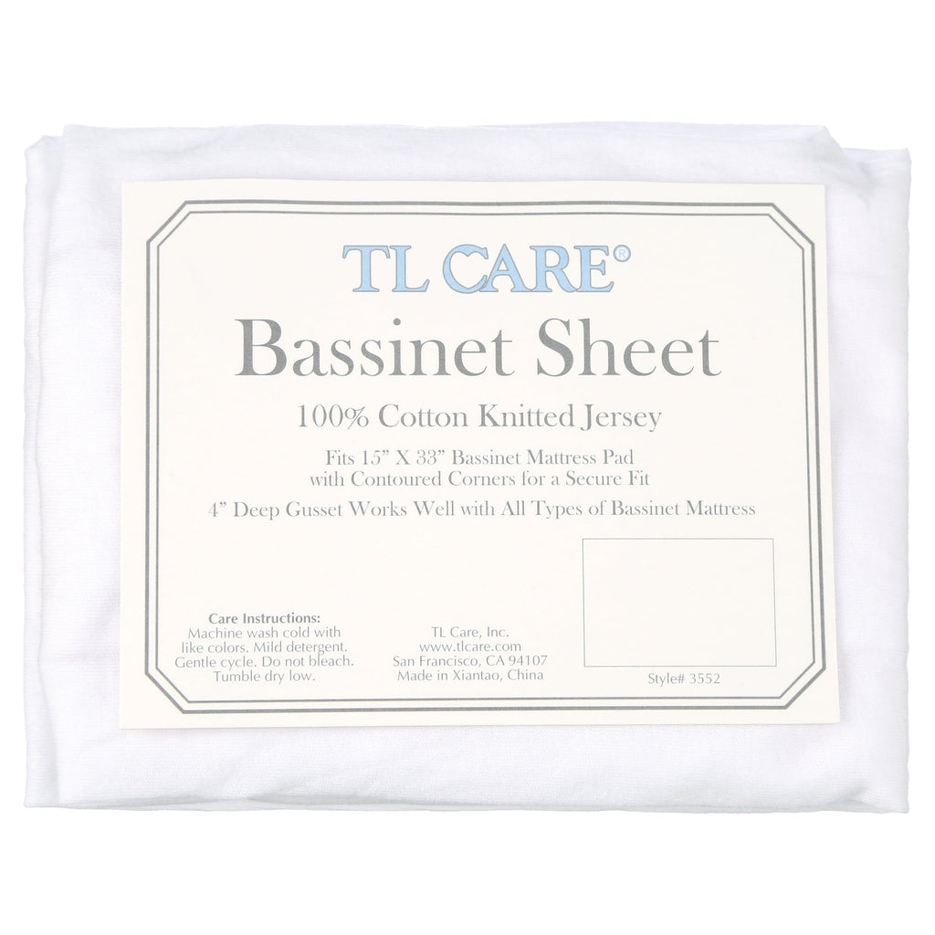 Ultra-Soft TL Care 100% Natural Breathable Cotton Jersey Knit Fitted Bassinet Sheet, White, 15" x 33", Soft Breathable, for Boys... - Premium Ultra-Soft Pillowcase Pair for Sleeping Detail