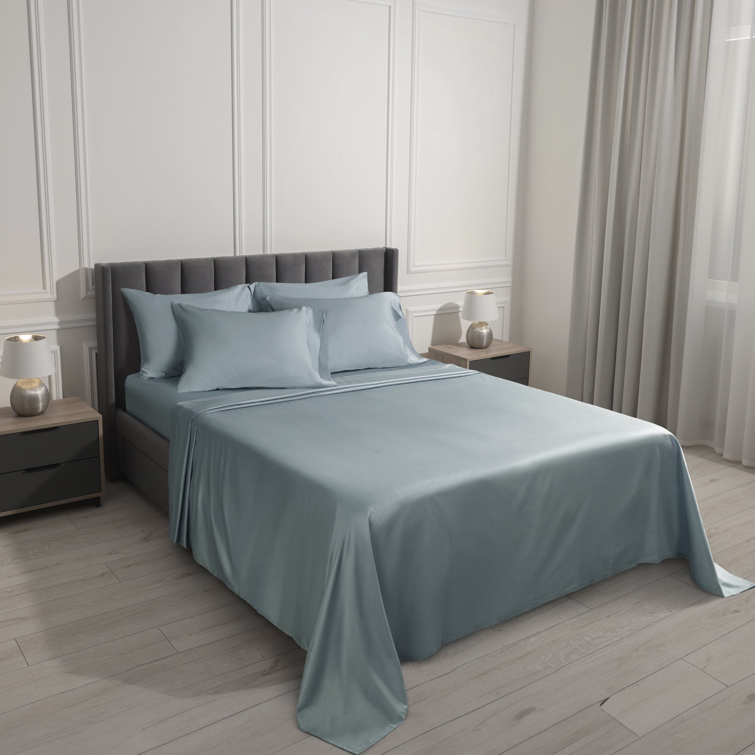 Premium Egyptian Cotton 6-Piece 800 Thread Count Lead Cotton Rich Adult Bed Sheet Set, King - Deep Pocket - Premium Ultra-Soft Pillowcase Pair for Sleeping Detail
