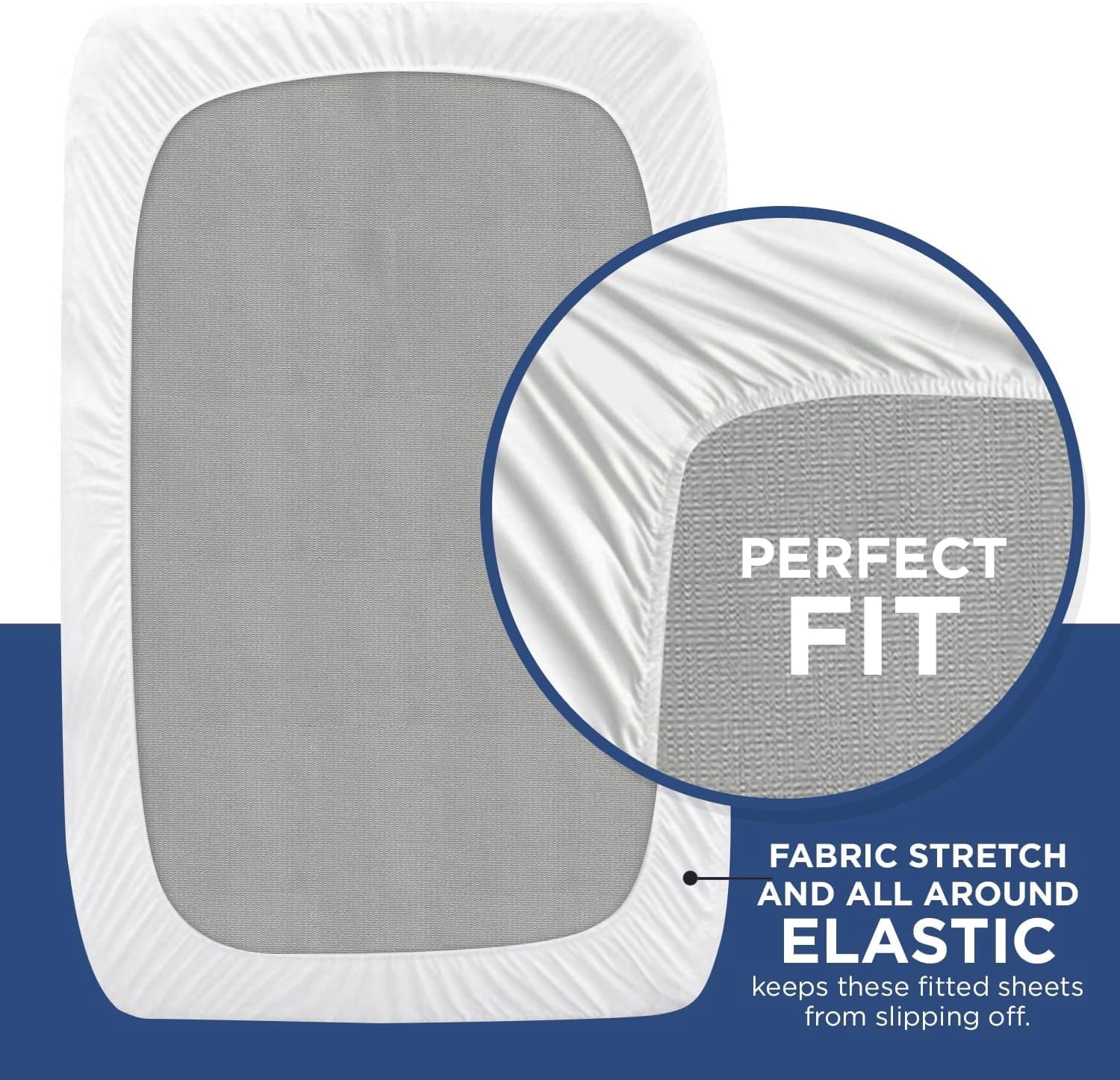 Breathable Luxury 2 Pack Fitted Hospital Bed Sheets with Elastic All Around for a Perfect Fit - Cotton Rich Soft Knitted Jersey Sheet, ... - Luxury Bed Sheet Set with Deep Pockets Detail