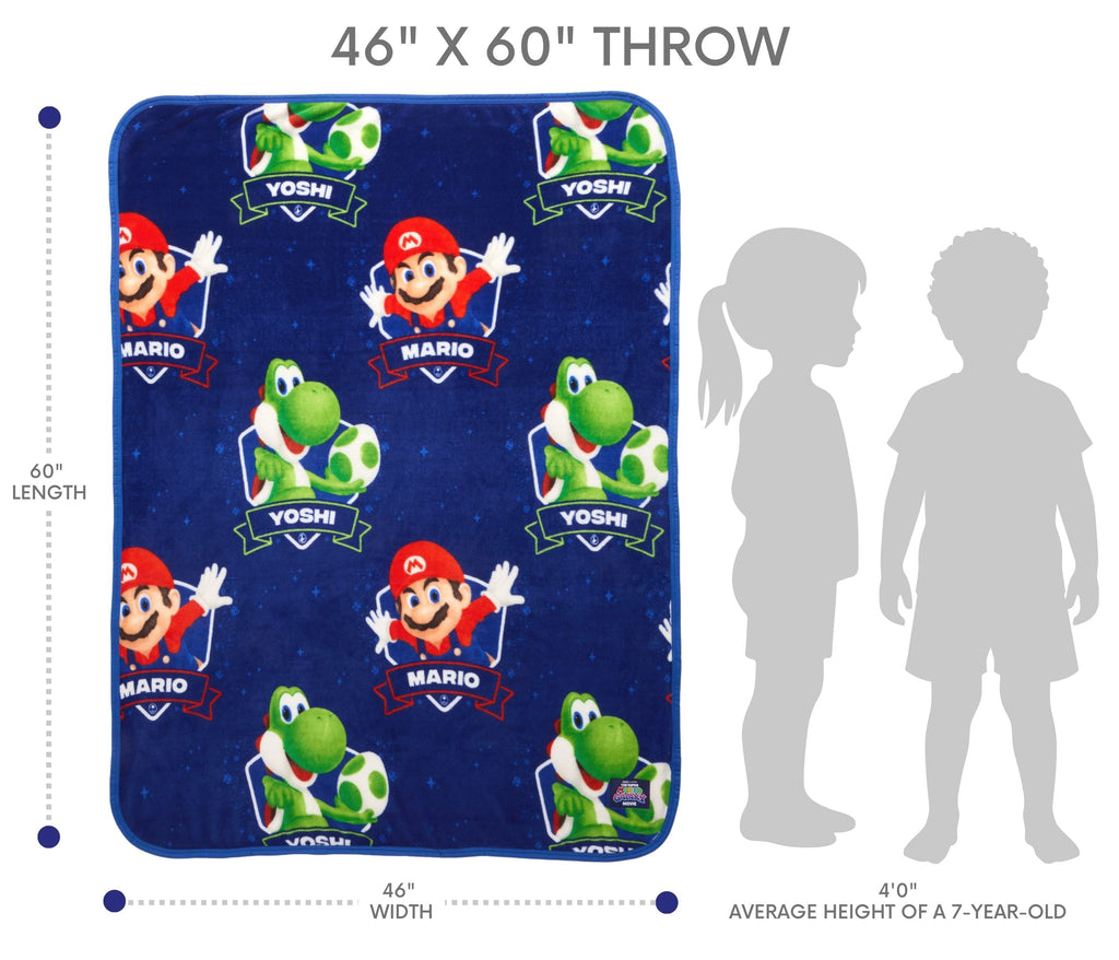 Decorative Knitted Galaxy Movie Kids Blue Print Fleece Throw Blanket, 46 x 60 - Super Soft Reversible Sherpa Flannel Blanket Detail