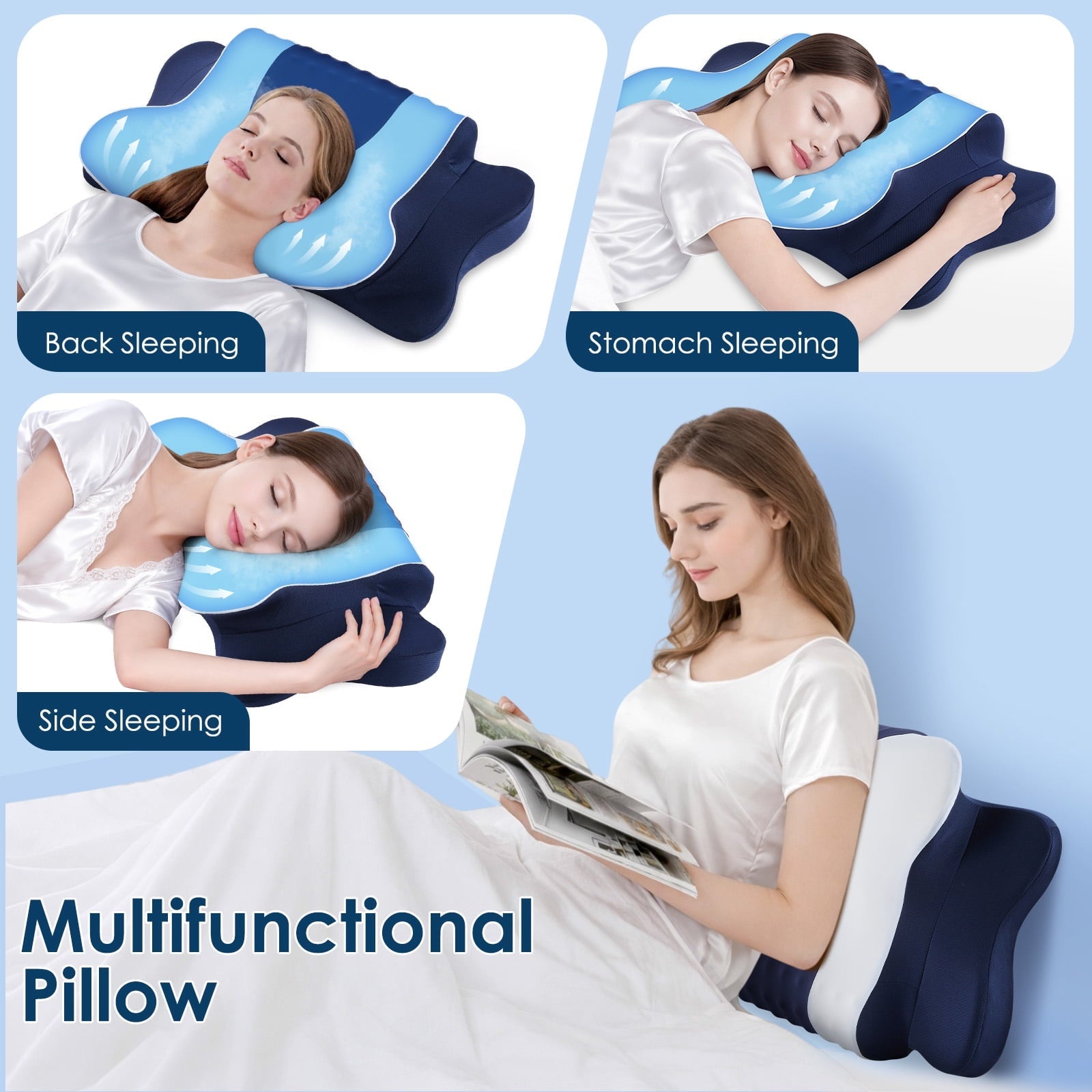 Hotel Collection Cervical Neck Pillow for Pain Relief Sleeping, Memory Foam Pillow Neck Pillow Bed Pillow with Pillowcase for Side Bac... - Decorative Throw Pillow Cushion for Sofa & Bed Detail