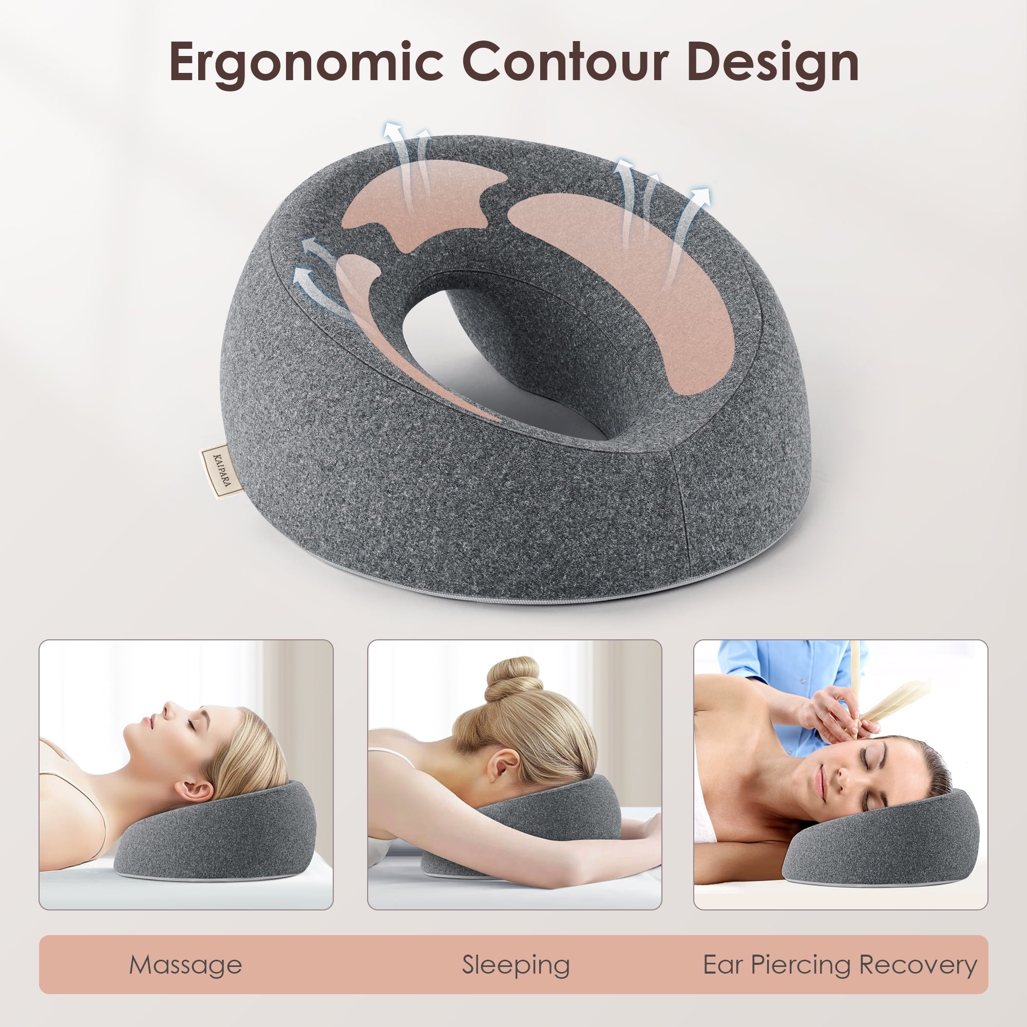 Hotel Collection Face Down Pillow Massage Headrest for Bed, Memory Foam Pillow Face Cradle Support for Stomach Sleepers, Eye Post-Surg... - Hotel Quality Plush Sleeping Pillows Detail