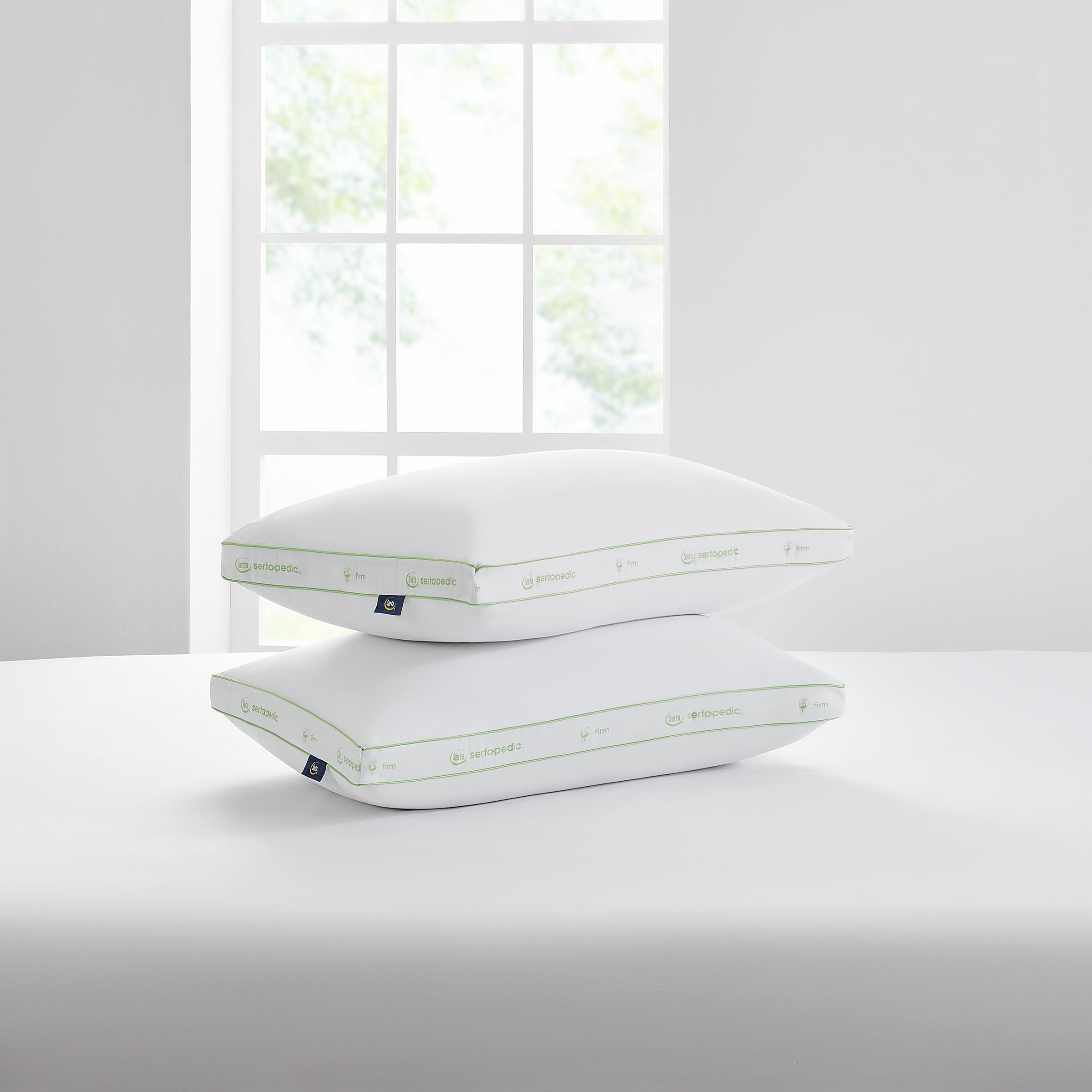 Decorative Plump Firm Bed Pillow, Standard/Queen, 2 Pack - Orthopedic Shredded Foam Bed Pillow Set Detail