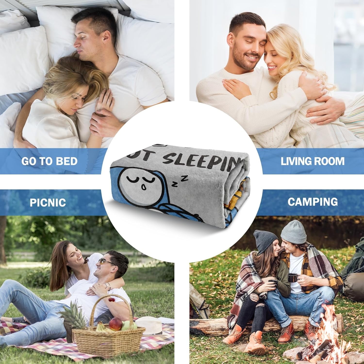 Reversible Sherpa Funny Fathers Day Dad Gifts , Dads Birthday Gifts, Dad is Not Sleeping Blanket, Super Soft Throws Blanket for Napping - Super Soft Reversible Sherpa Flannel Blanket Detail