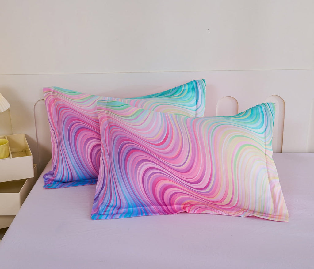 All-Season 3-Piece Abstract Tie Dye Comforter Set, Blue Pink Purple, Kids Bedding Set for Girls Full/Queen Size - Luxurious Quilted Duvet Cover Set Detail