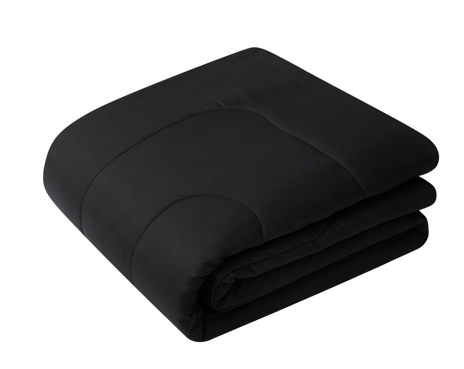 Luxurious Quilted 7 Piece Reversible Bed in a Bag Comforter Set with Sheets, Black, King - All-Season Down Alternative Comforter Insert Detail