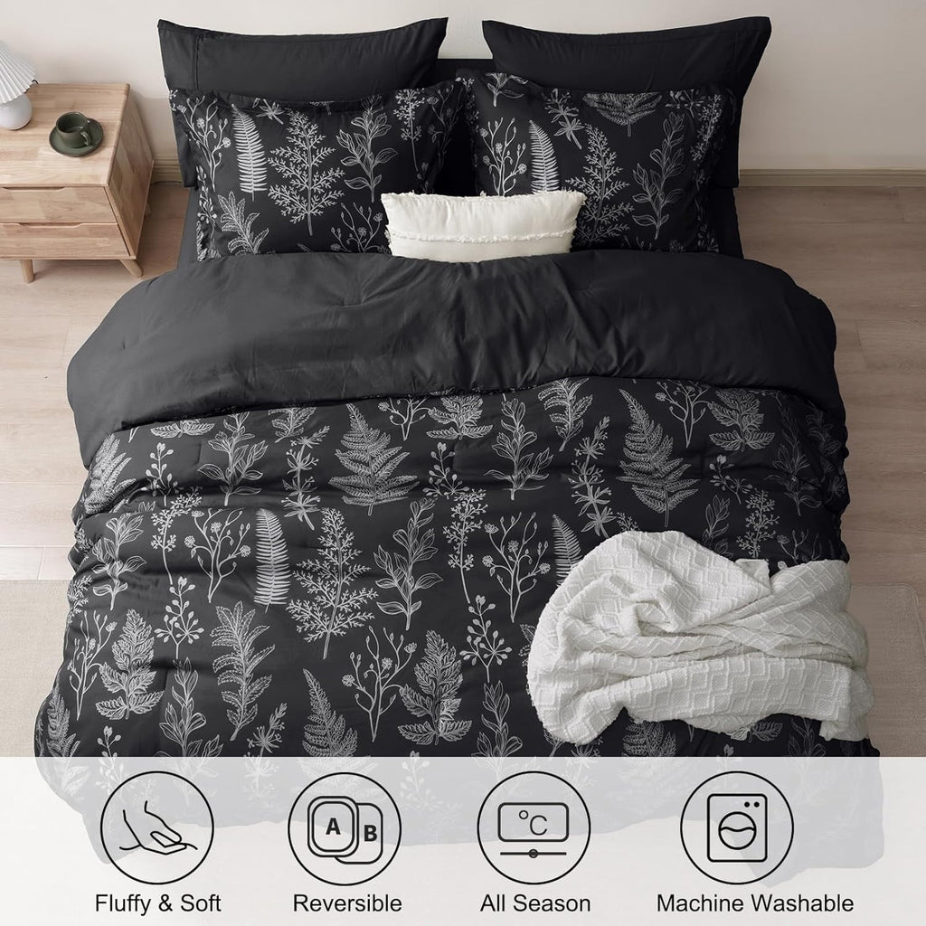 Hypoallergenic Cloud 3 Pieces Printed Comforter Set Queen Size, Lightweight Botanical Floral Bed in a Bag, Ultra Soft Bedding Set with 1 R... - Hypoallergenic Ultra-Fluffy Quilt for Winter Detail