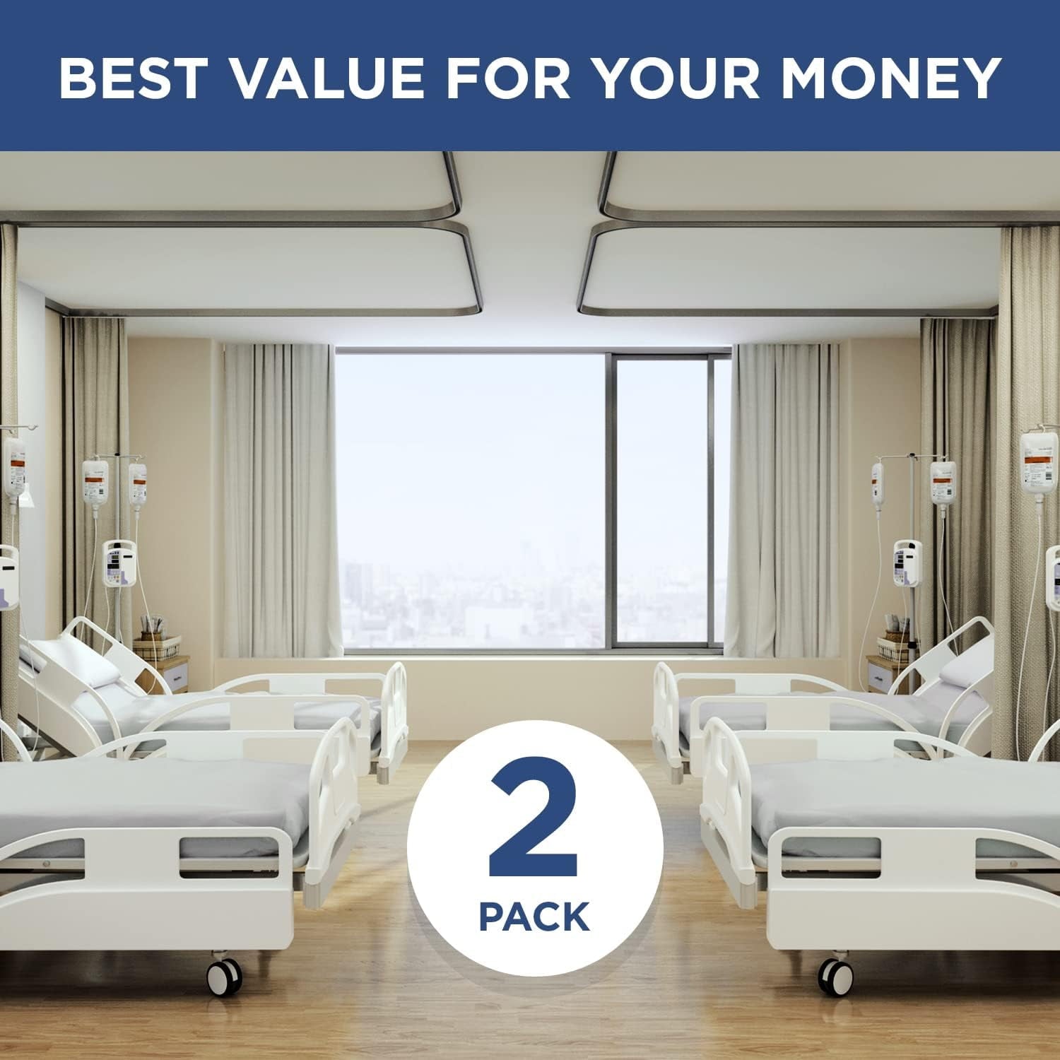 Breathable Luxury 2 Pack Fitted Hospital Bed Sheets with Elastic All Around for a Perfect Fit - Cotton Rich Soft Knitted Jersey Sheet, ... - Luxury Bed Sheet Set with Deep Pockets Detail