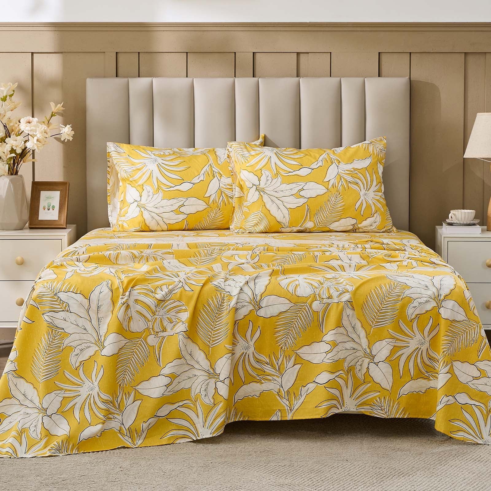 Ultra-Soft 100% Cotton Deep Pocket Queen Sheet Set Fit 16", Breathable Super Soft Queen Size Sheet Set, Luxury Hotel Style Home ... - Luxury Bed Sheet Set with Deep Pockets Detail