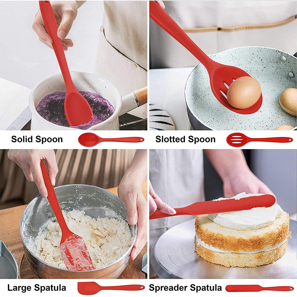 Premium Silicone 14 Pcs Cooking Utensils Set with Holder, Heat Resistant Silicone Kitchen Cookware Utensils Set, Kitchen Cooking Tools... - Heat-Resistant Silicone Cooking Spatula Turner Detail