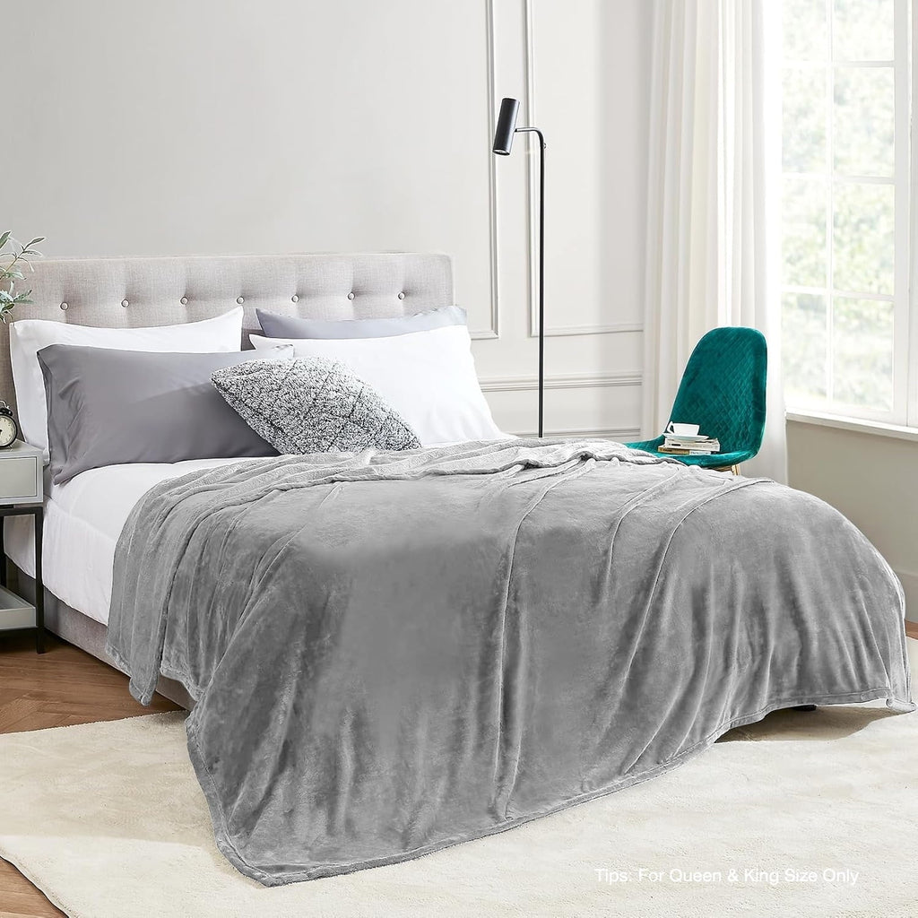Reversible Sherpa Twin Size Blanket for Bed, 60x80inch Super Cozy Soft Bed Blanket for Sleep Snap, Lightweight Reversible Blankets and ... - Lightweight Plush Warm Blanket for All Seasons Detail