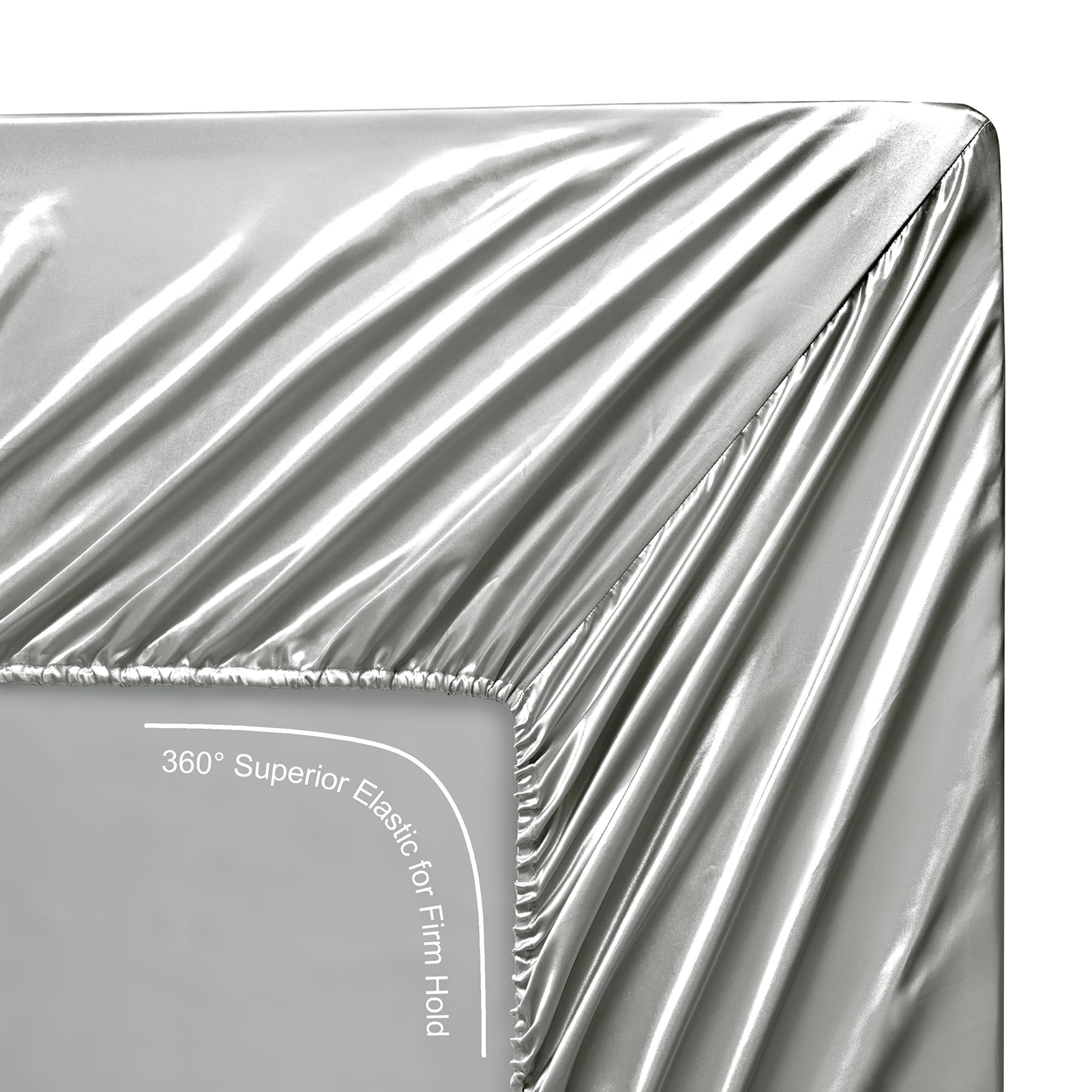 Wrinkle-Resistant Luxury Satin Sheets Set Full Size Light Gray, 4-Piece Bedding Sets with Deep Pockets - Soft and Smooth Satin Bed Shee... - Luxury Bed Sheet Set with Deep Pockets Detail