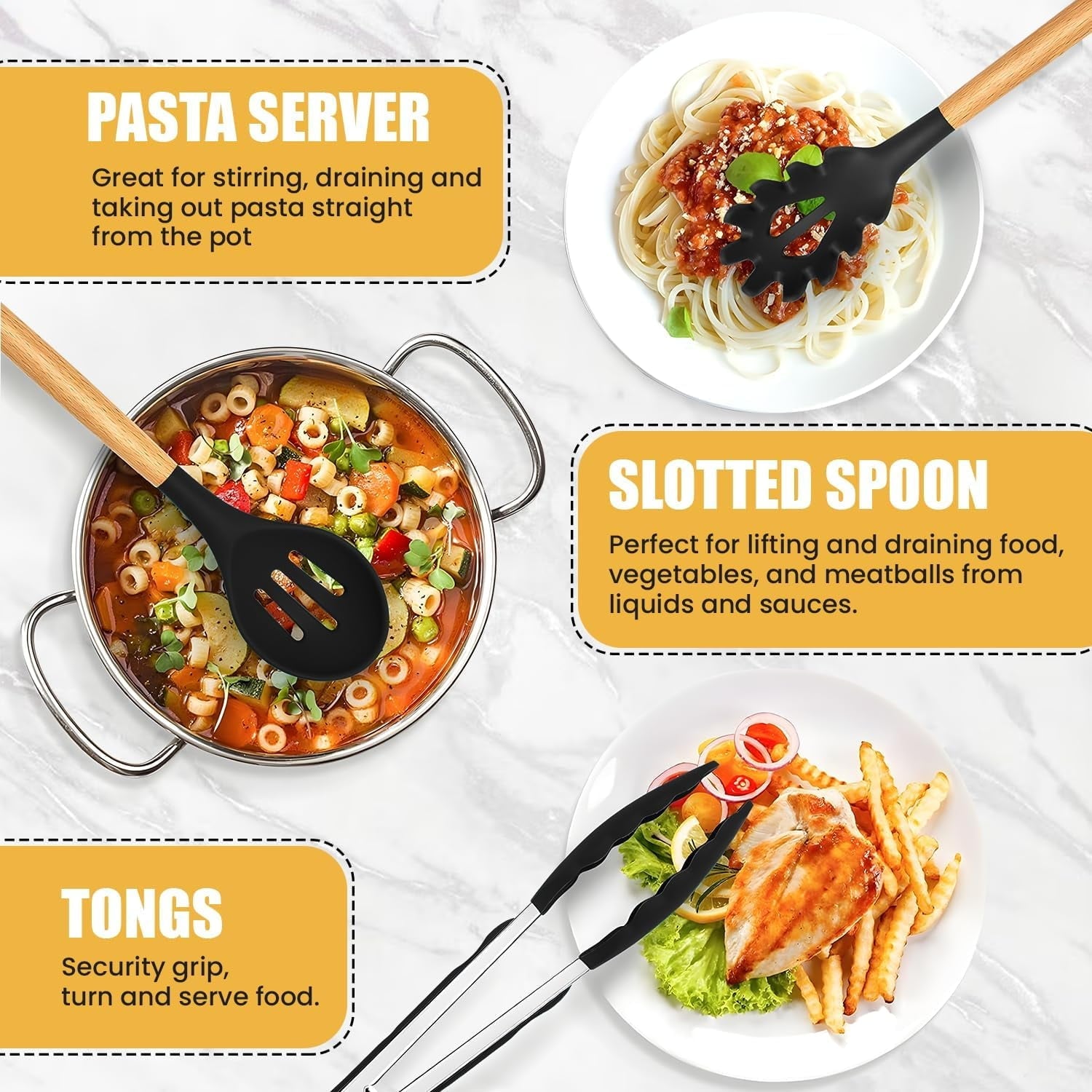 Heavy Duty Kitchen Utensils Set- 19 Pcs Silicone Cooking Utensils Set for Nonstick Cookware-Silicone Spatulas Set, Kitchen Gadge... - High-Precision Culinary Tool for Baking & Cooking Detail