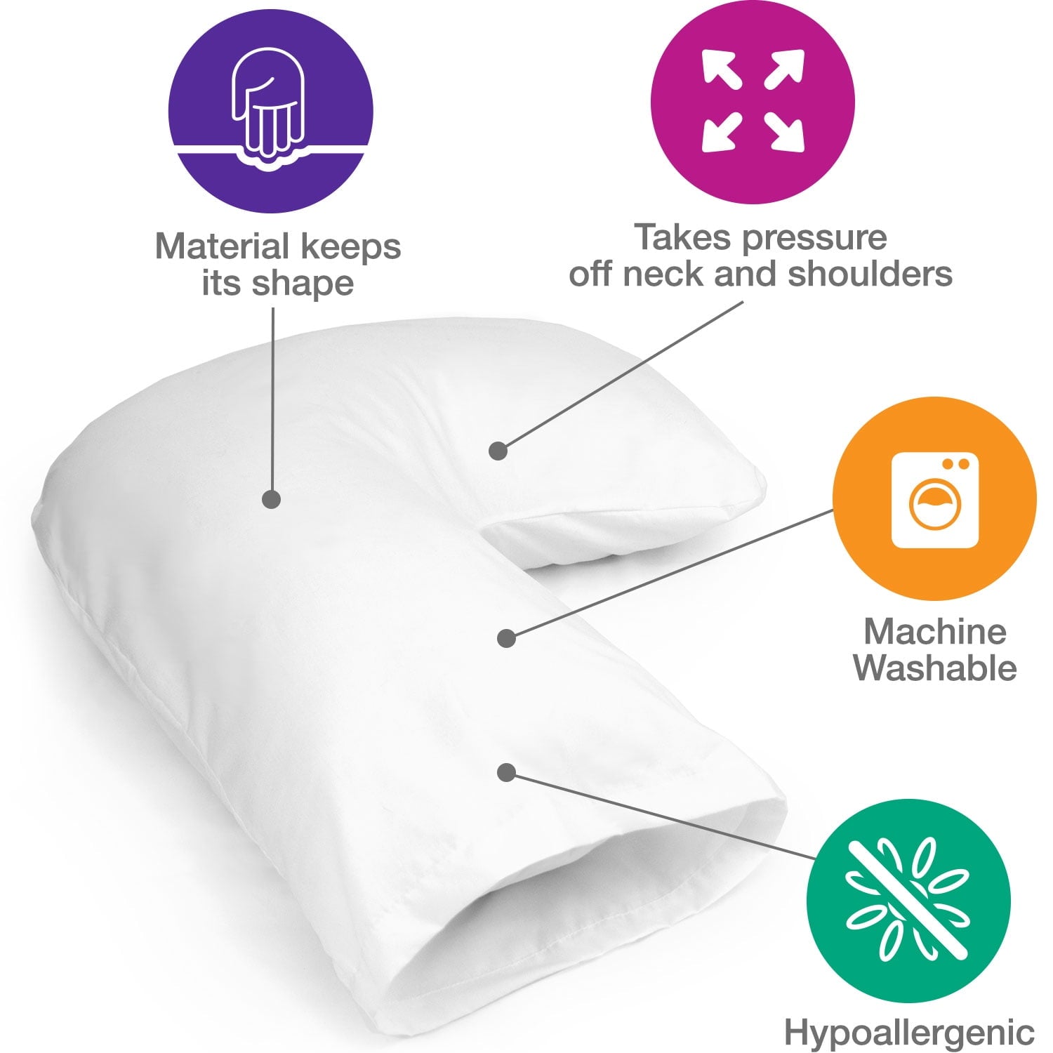 Fluffy Shredded Hugg-A-Pillow 17" x 22" Bed Pillow White 554-7915-1900 - Ergonomic Memory Foam Pillow for Neck Pain Support Detail