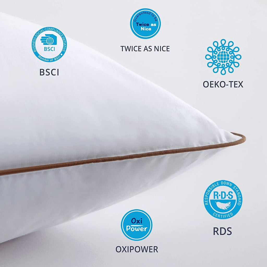Hotel Collection Down Feather Pillows for Bed 20 x 30 Inches Queen Size Set of 2, Medium Firm Luxury Cooling Hotel Collection Feather ... - Orthopedic Shredded Foam Bed Pillow Set Detail